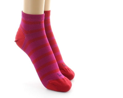 Socquettes en soie rayées asymétriques Rouge et Rose ROUGE-ROSE