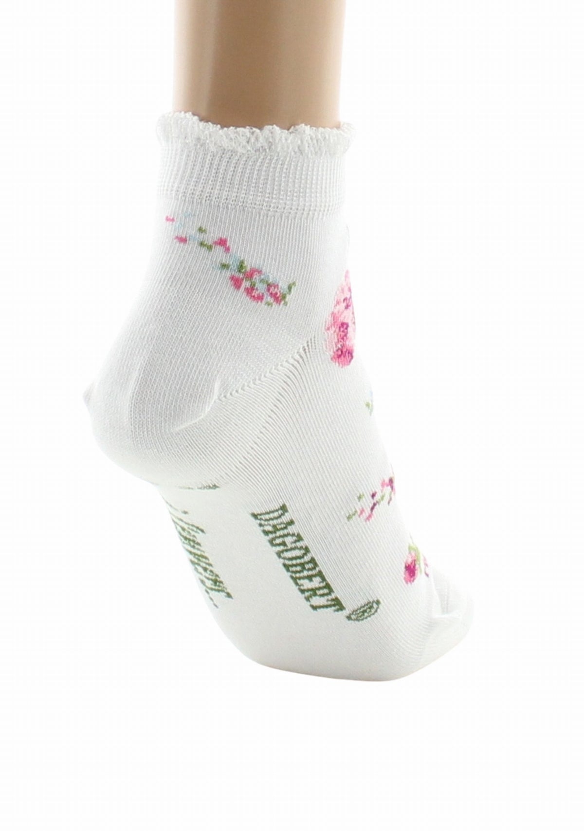 Socquettes fantaisie femme en coton Dagobert Bouquets de fleurs Blanc BLANC