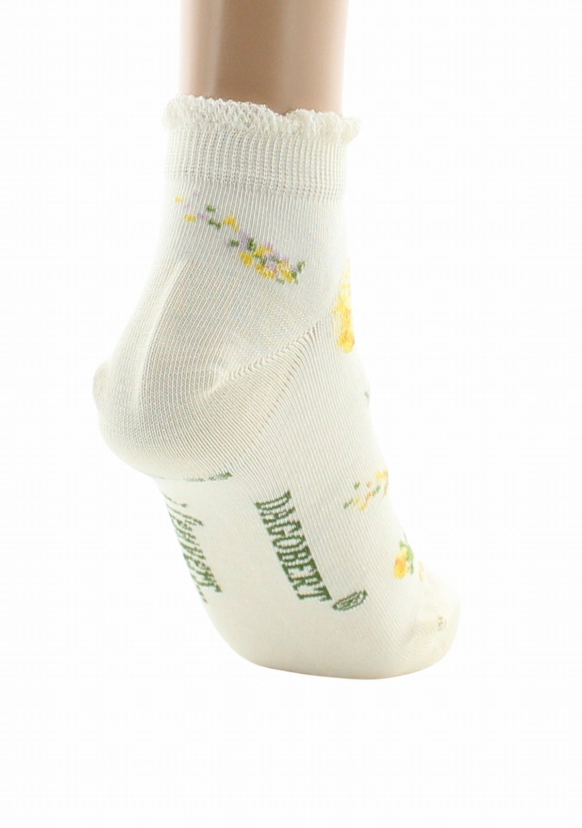 Socquettes fantaisie femme en coton Dagobert Bouquets de fleurs Écru ECRU