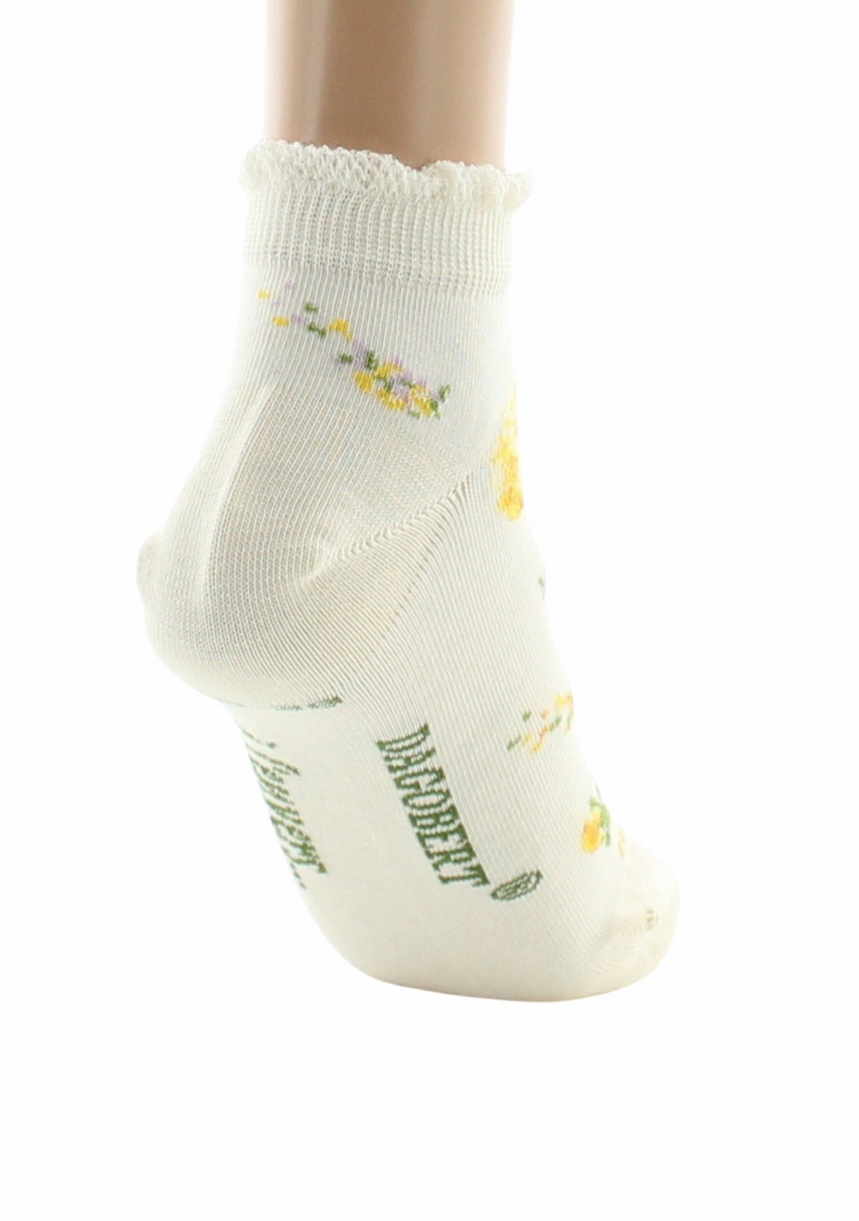Socquettes fantaisie femme en coton Dagobert Bouquets de fleurs Écru ECRU