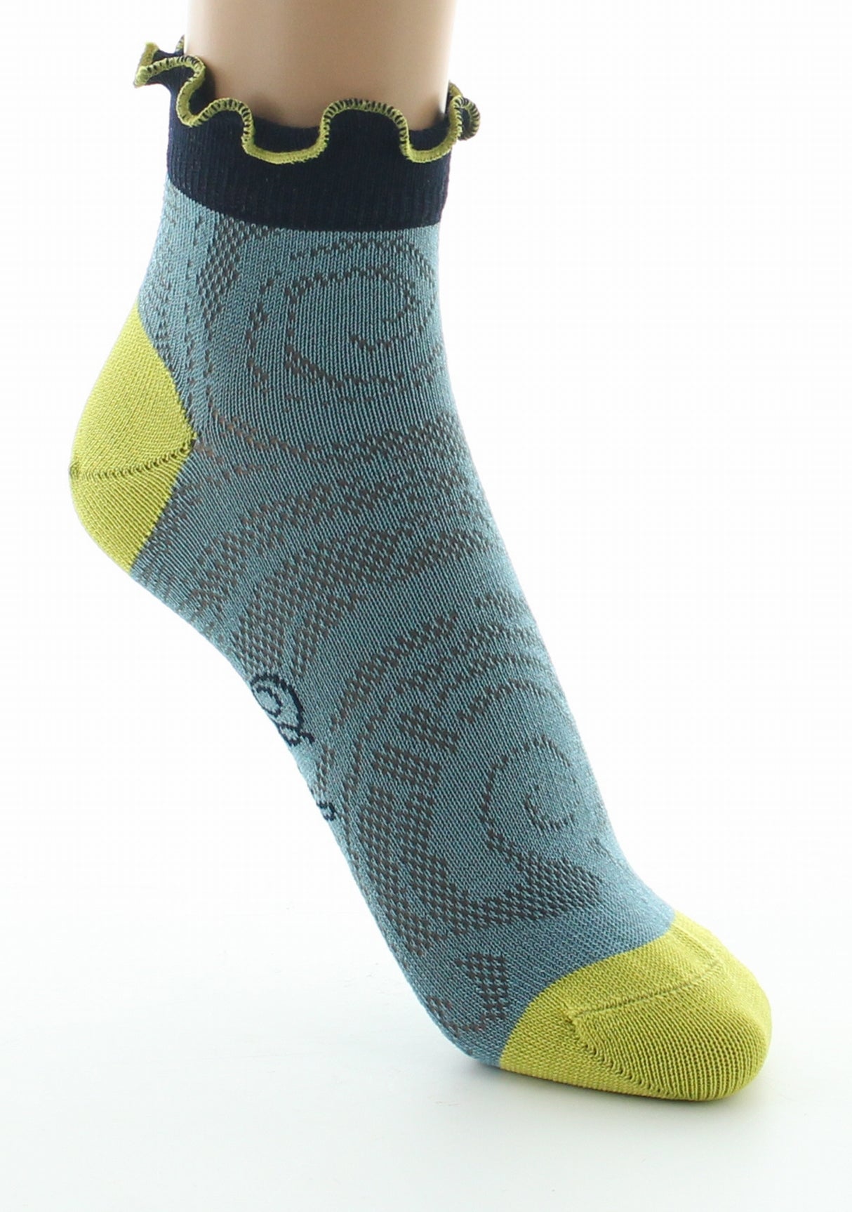 Socquettes femme fil d'Ecosse Art Déco BLEU