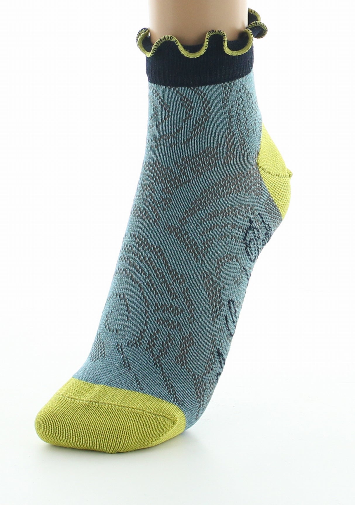 Socquettes femme fil d'Ecosse Art Déco BLEU