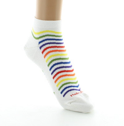Socquettes femme vagues multicolores BLANC