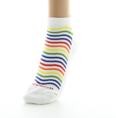 Socquettes femme vagues multicolores BLANC
