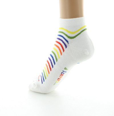 Socquettes femme vagues multicolores BLANC
