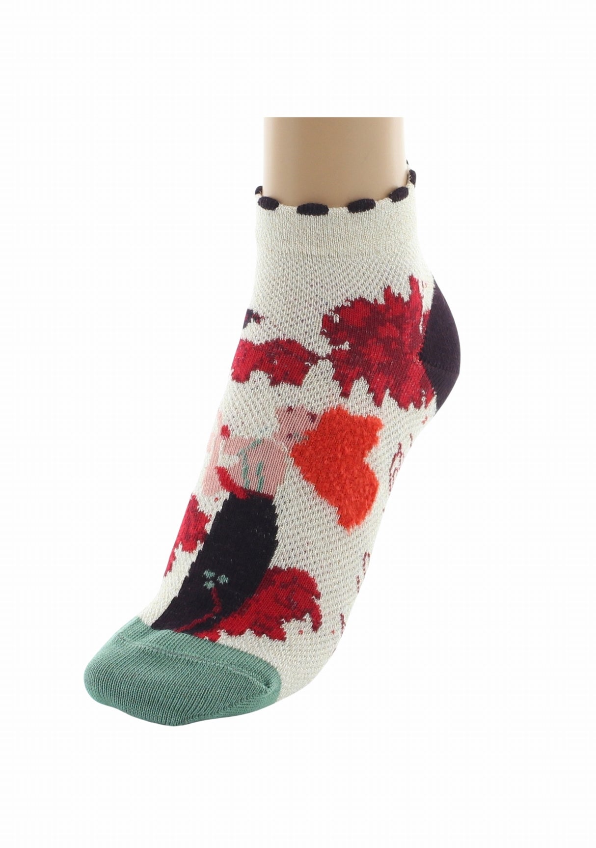 Socquettes fil d’Écosse femme Berthe Aux Grands Pieds femme et oiseau IVOIRE