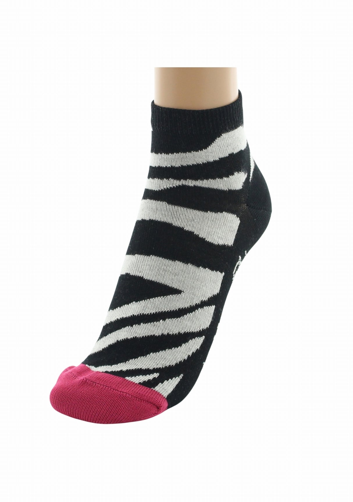 Socquettes fil d’Écosse femme Berthe Aux Grands Pieds motif zèbre NOIR