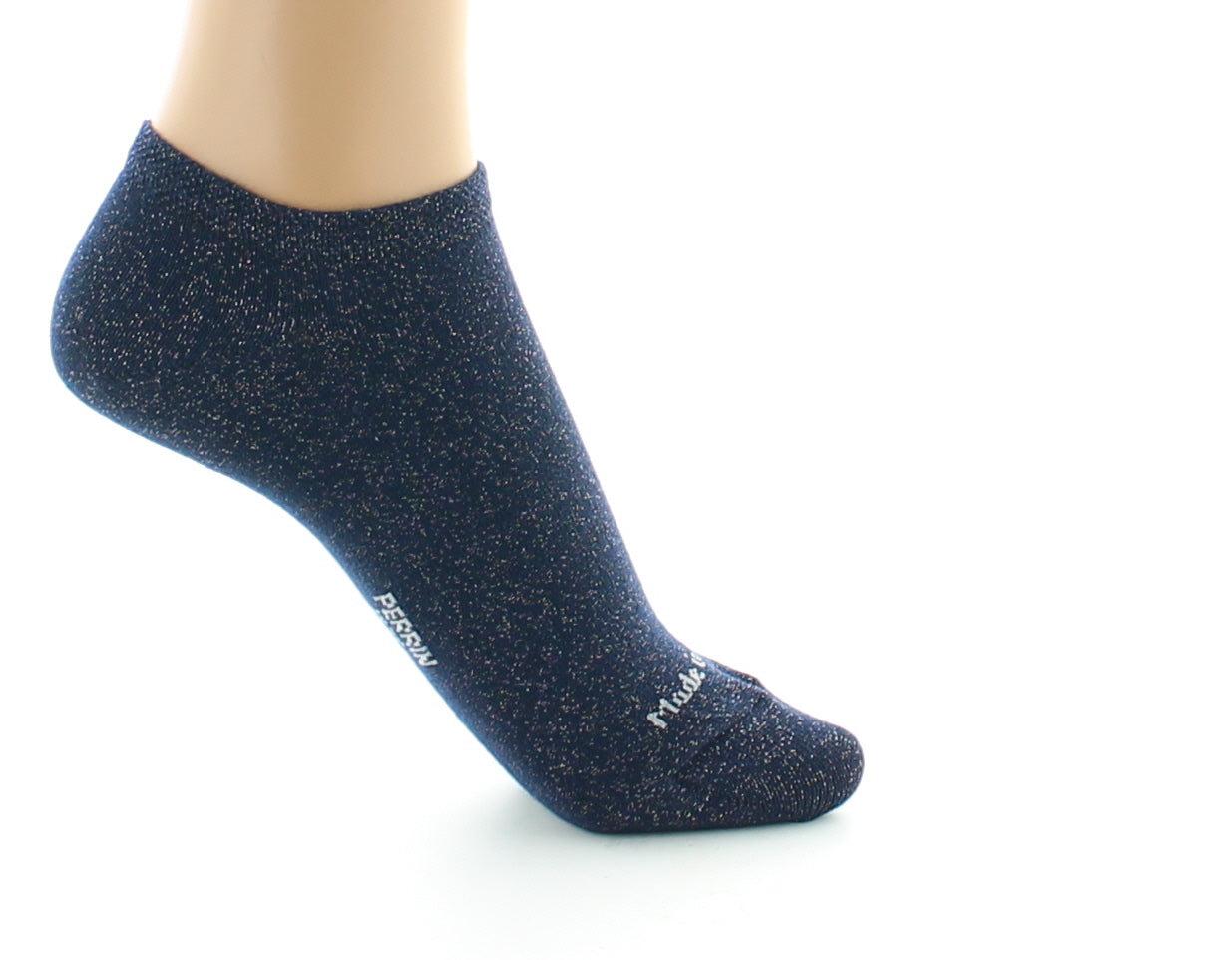 Socquettes invisibles femme en coton et lurex BLEU MINUIT