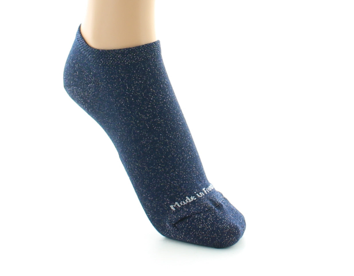 Socquettes invisibles femme en coton et lurex BLEU MINUIT