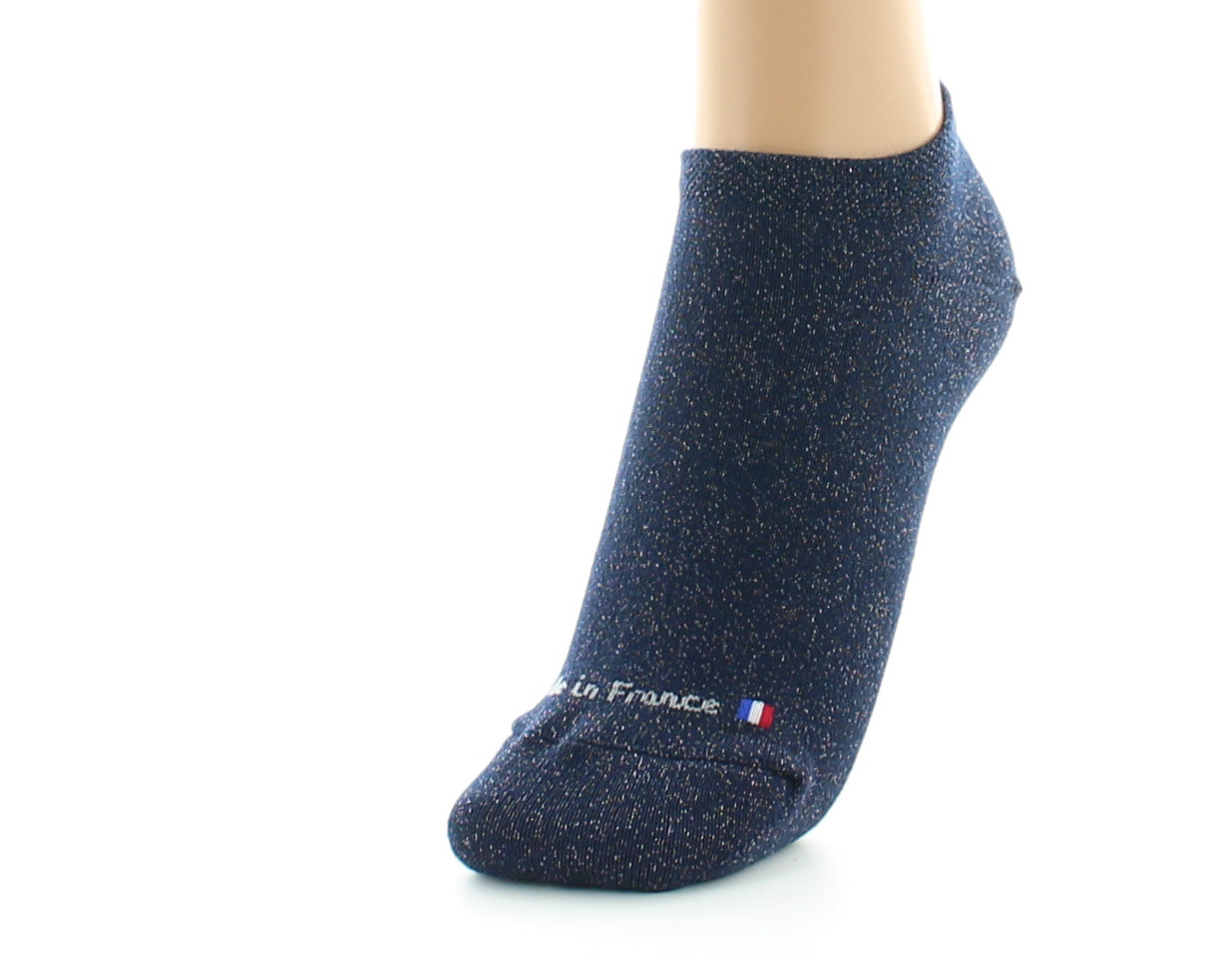 Socquettes invisibles femme en coton et lurex BLEU MINUIT