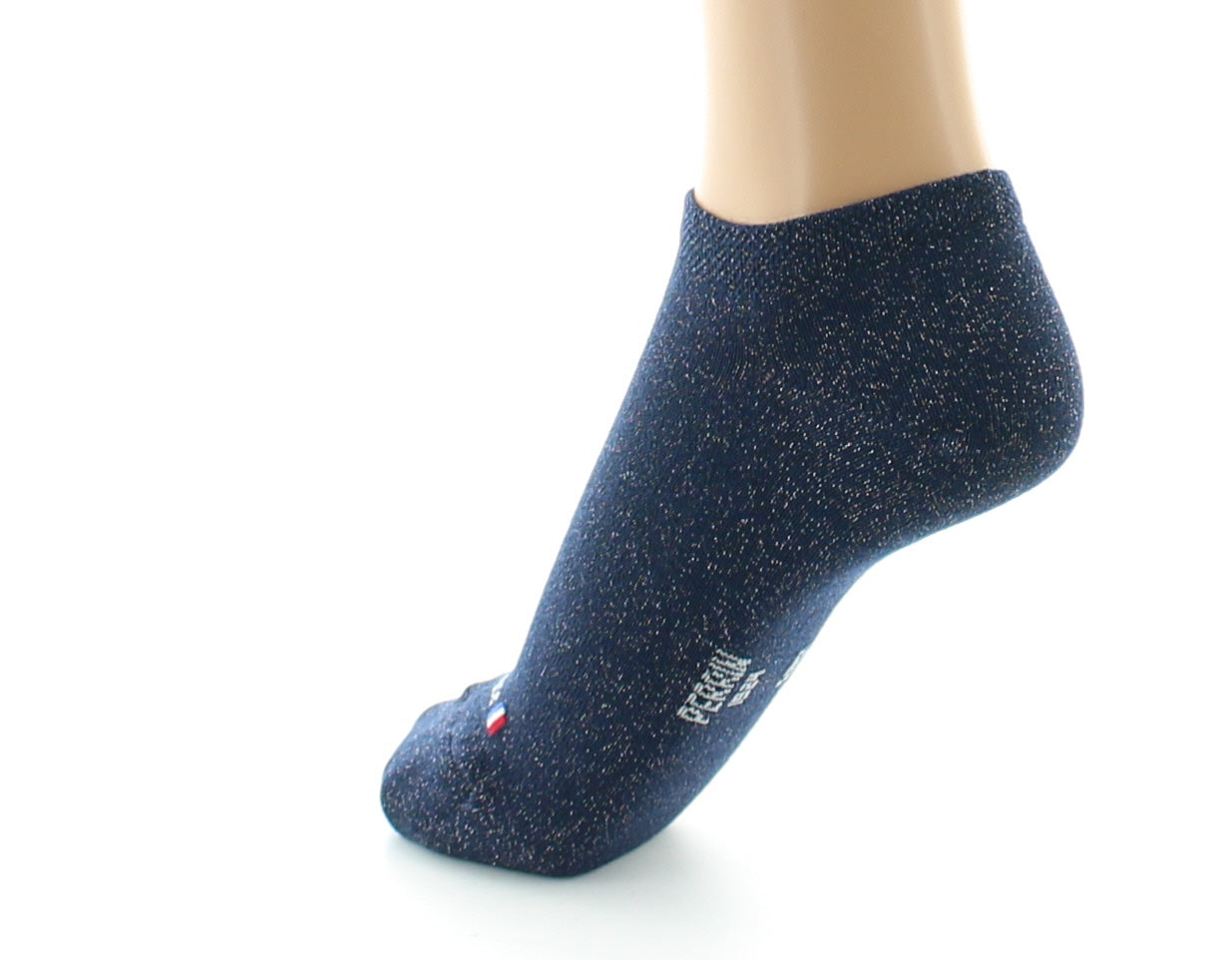 Socquettes invisibles femme en coton et lurex BLEU MINUIT