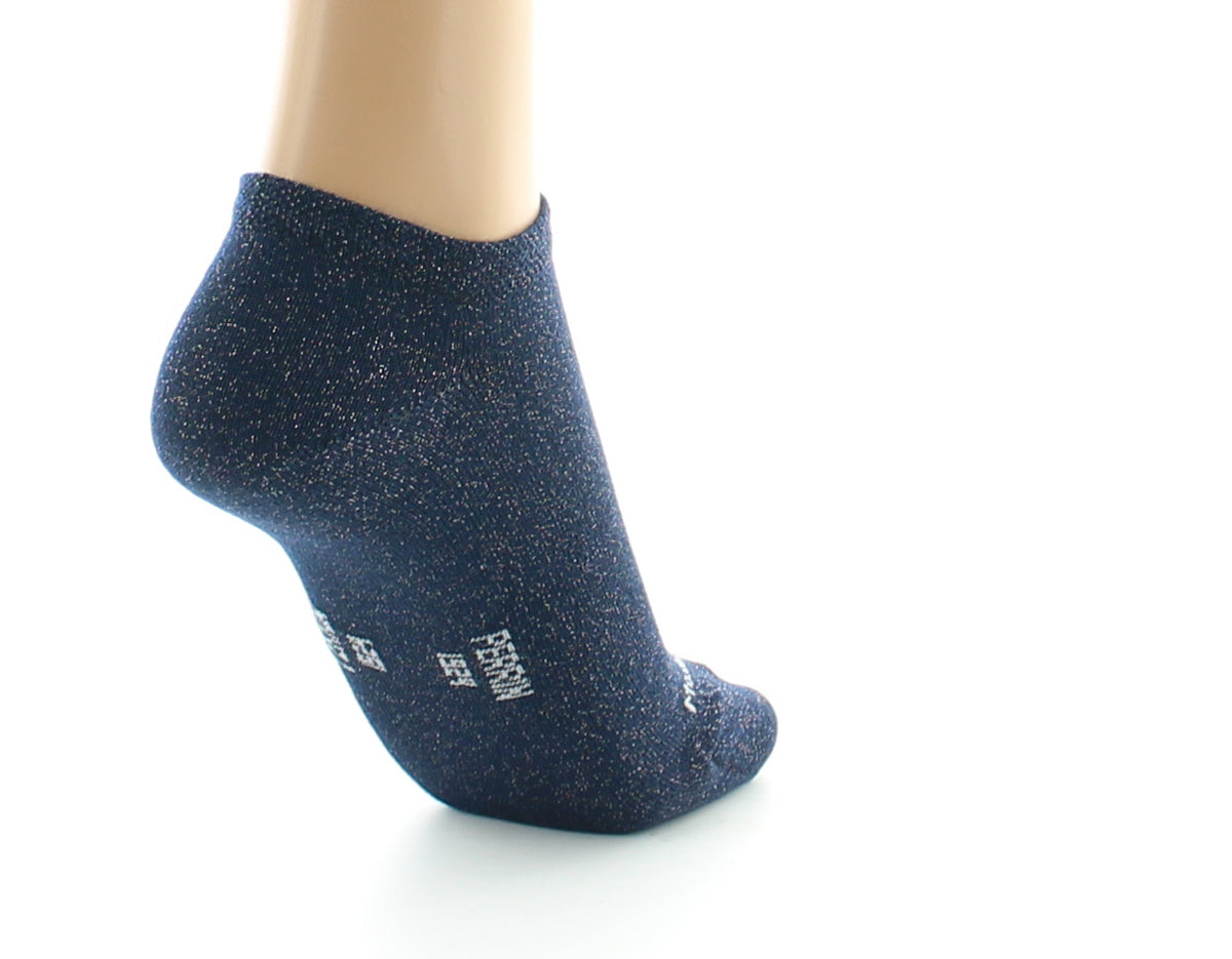 Socquettes invisibles femme en coton et lurex BLEU MINUIT
