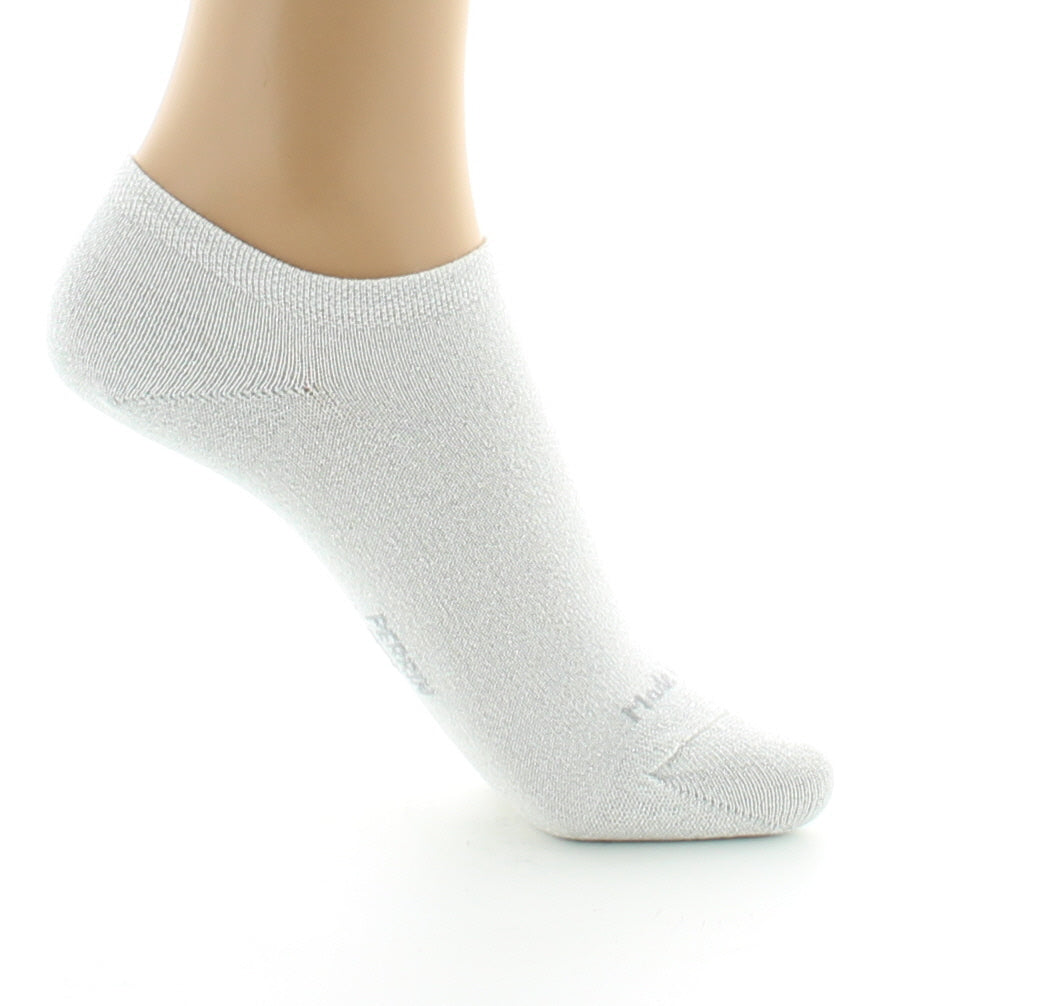 Socquettes invisibles femme en coton et lurex ECRU-ARGENT