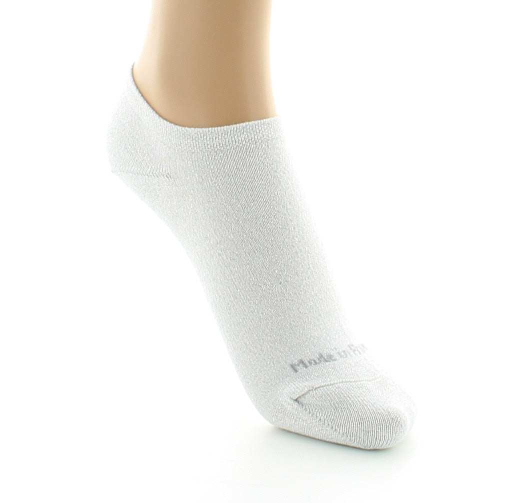 Socquettes invisibles femme en coton et lurex ECRU-ARGENT
