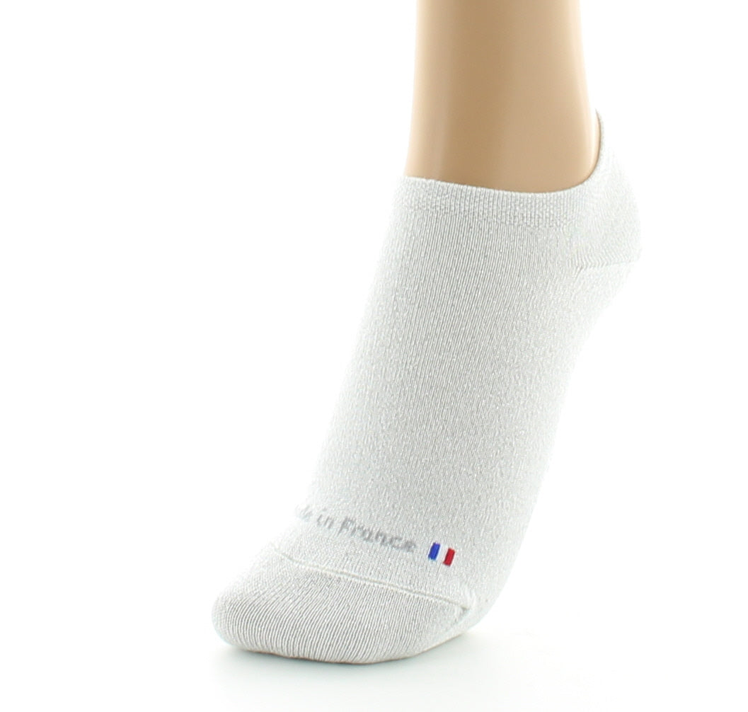 Socquettes invisibles femme en coton et lurex ECRU-ARGENT
