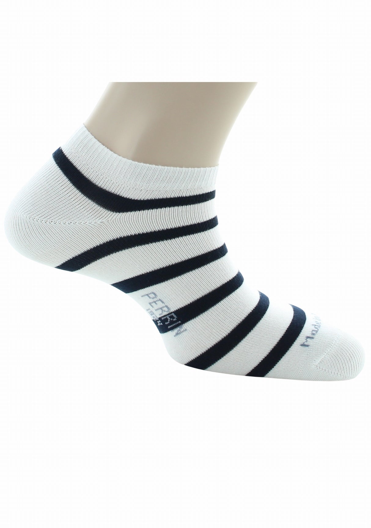 Socquettes mixtes Marinière en coton peigné BLANC/MARINE