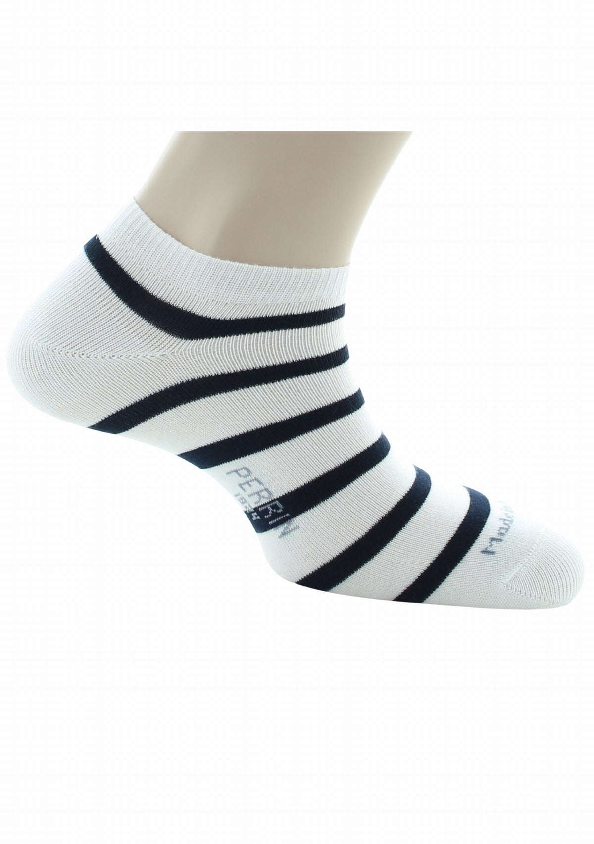 Socquettes mixtes Marinière en coton peigné BLANC/MARINE