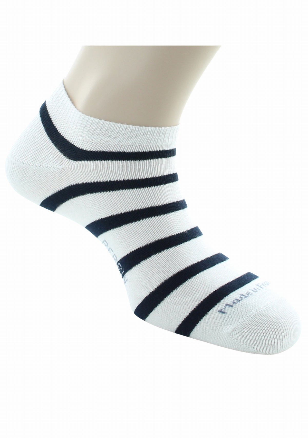 Socquettes mixtes Marinière en coton peigné BLANC/MARINE