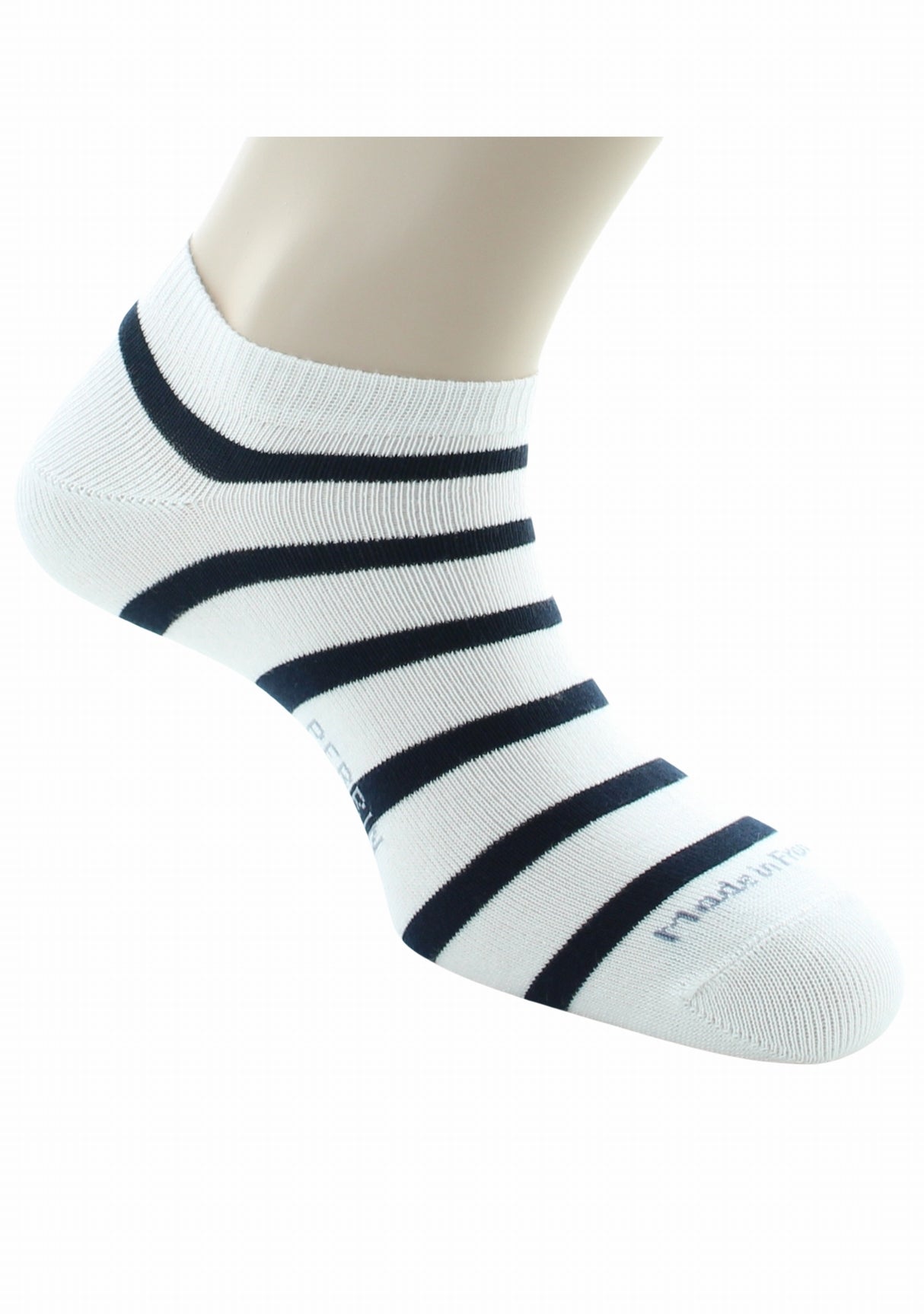 Socquettes mixtes Marinière en coton peigné BLANC/MARINE