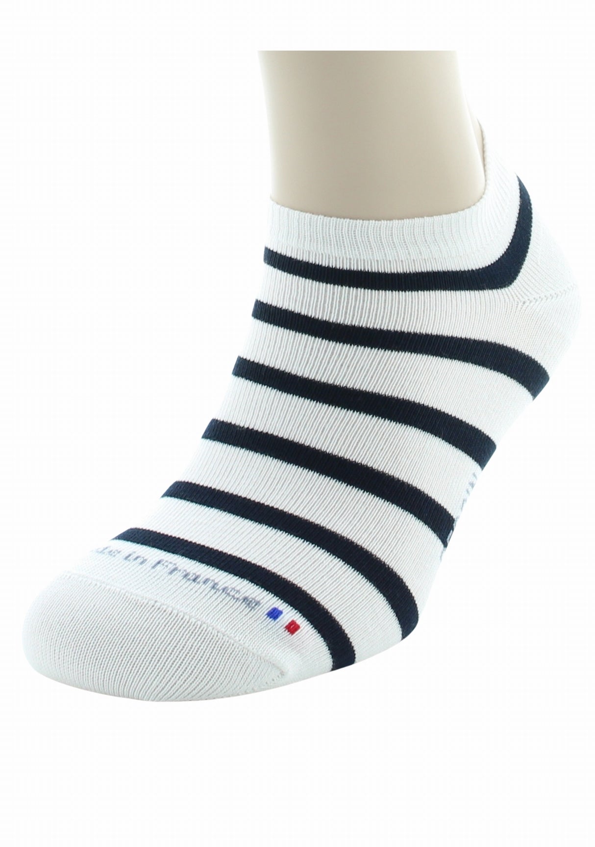 Socquettes mixtes Marinière en coton peigné BLANC/MARINE