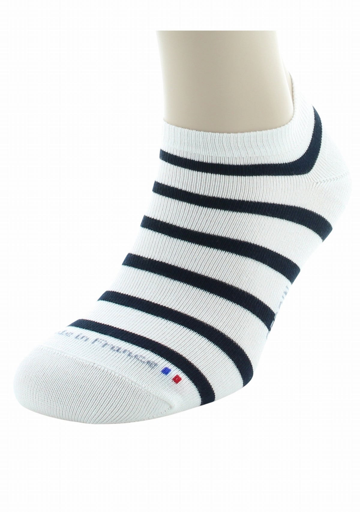 Socquettes mixtes Marinière en coton peigné BLANC/MARINE