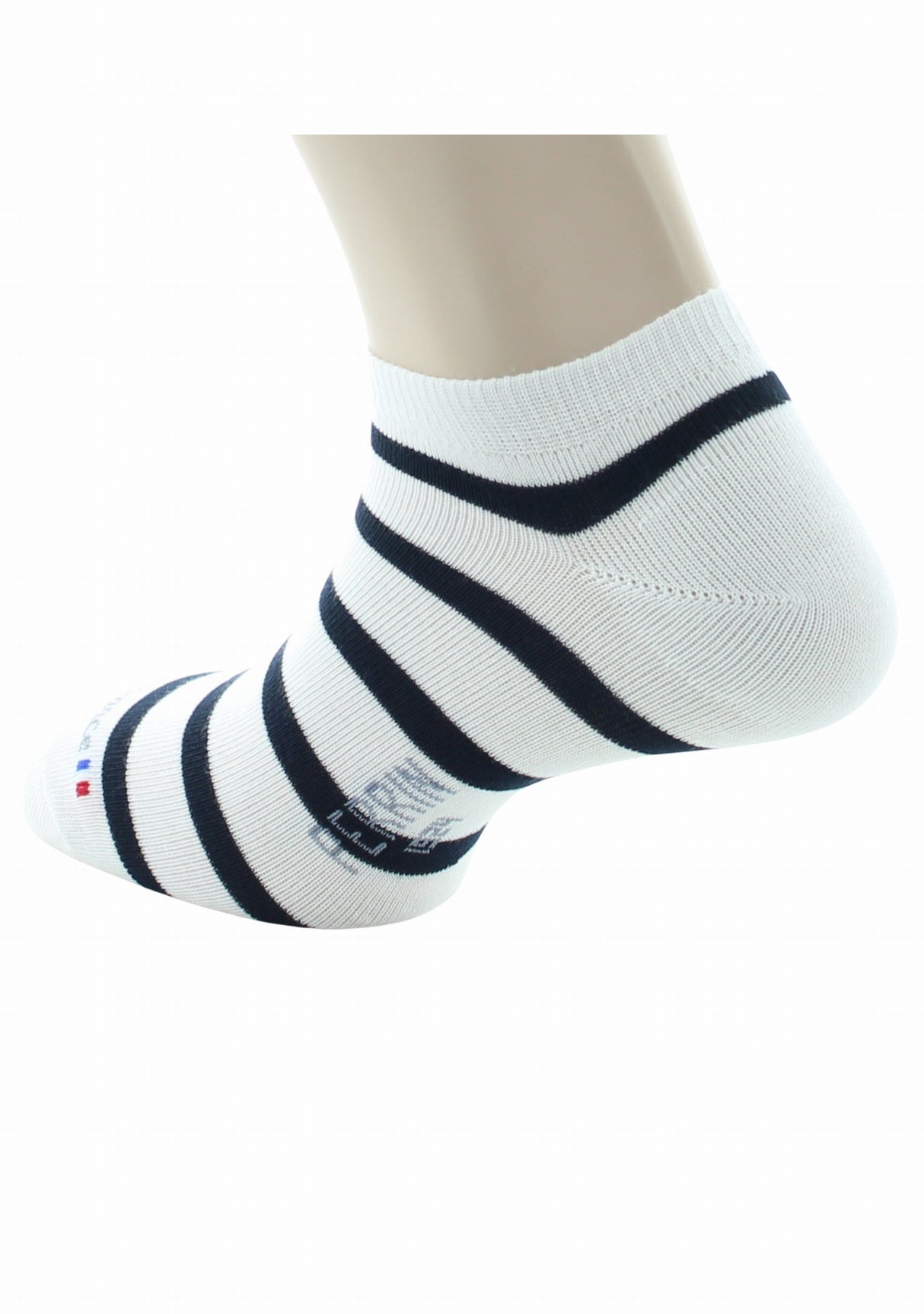 Socquettes mixtes Marinière en coton peigné BLANC/MARINE