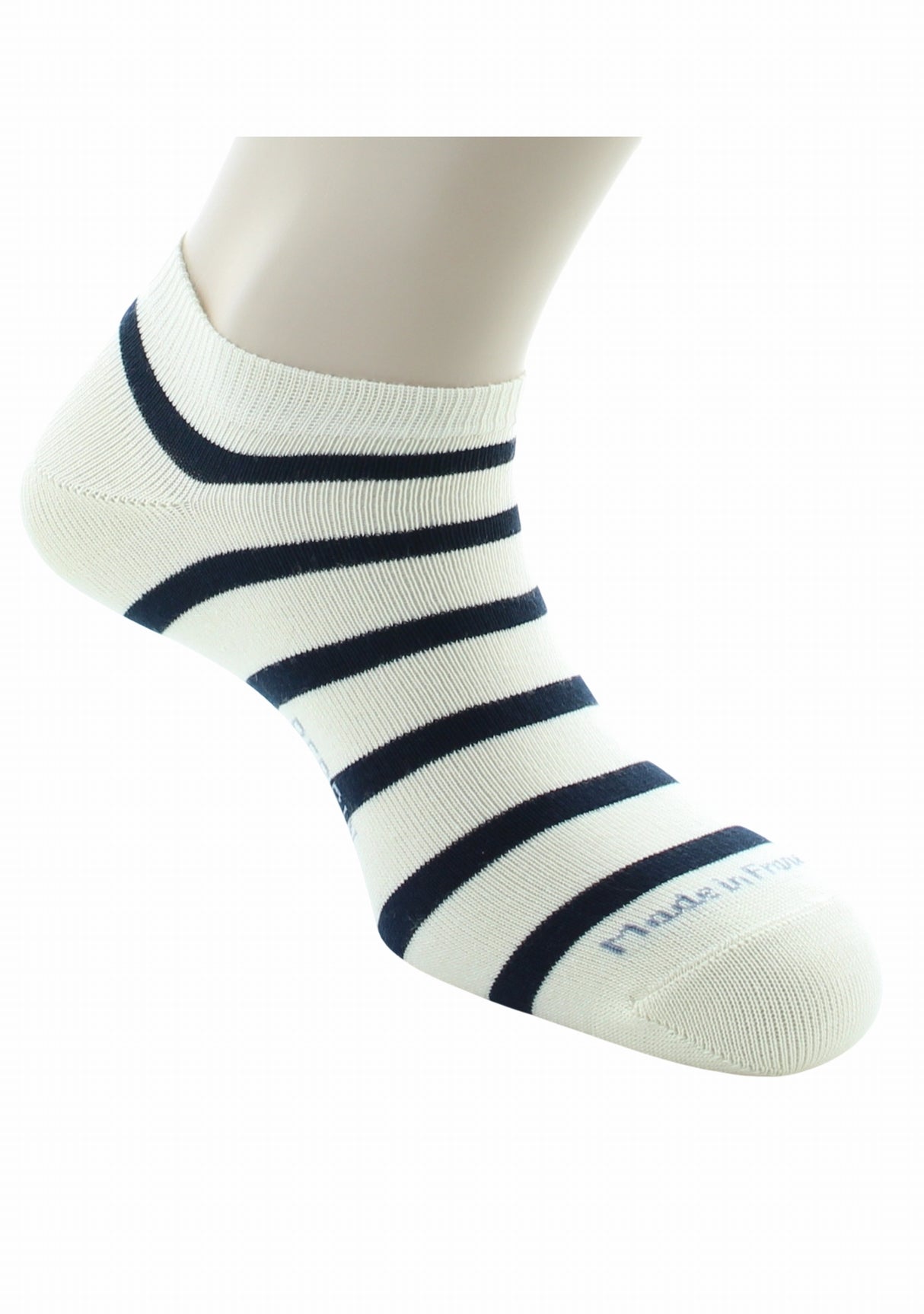Socquettes mixtes Marinière en coton peigné ECRU/MARINE