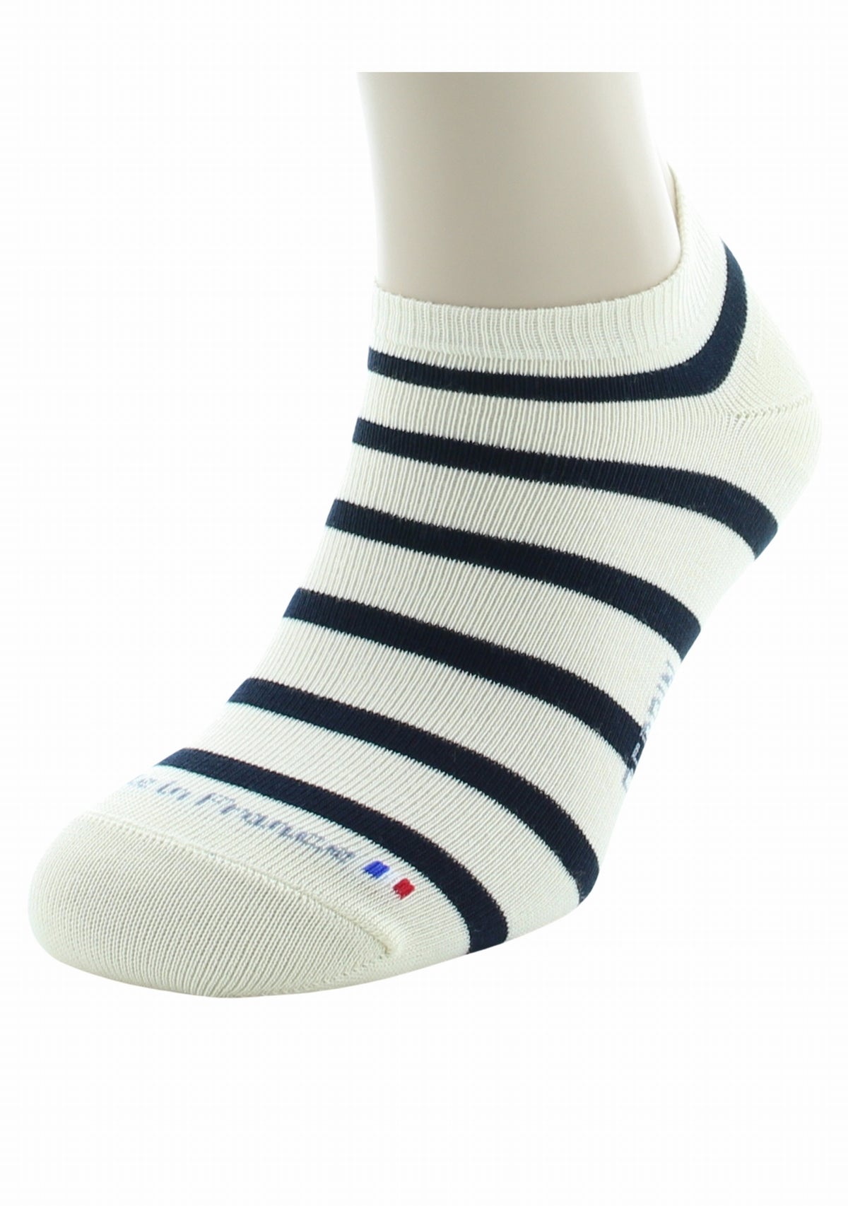 Socquettes mixtes Marinière en coton peigné ECRU/MARINE