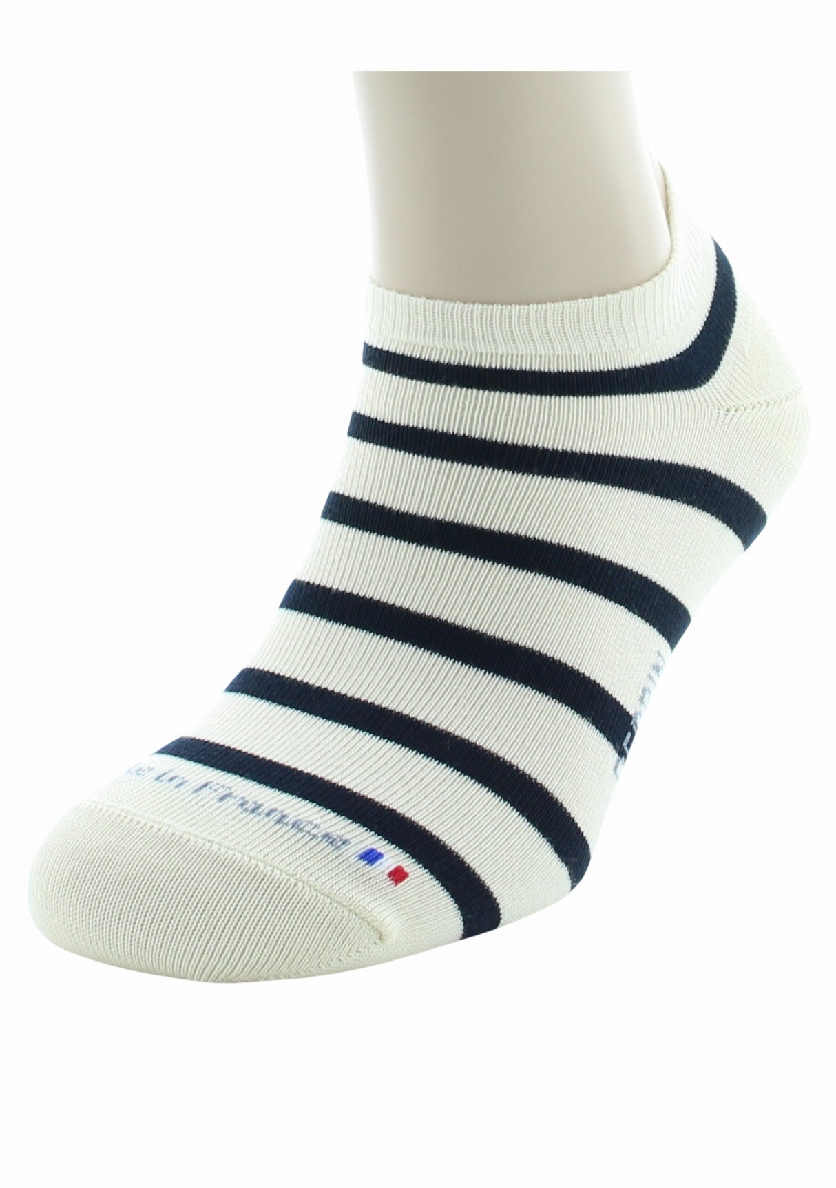 Socquettes mixtes Marinière en coton peigné ECRU/MARINE