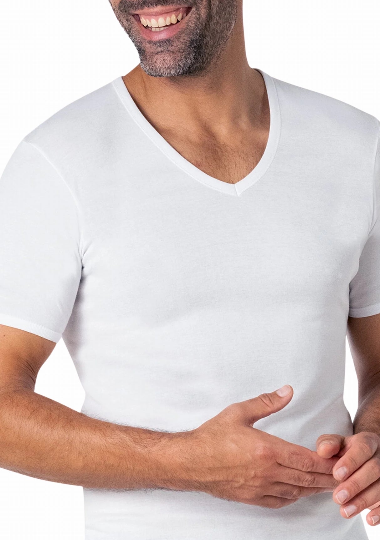 T-shirt homme col V coton Eminence - Confort invisible & Made in France BLANC