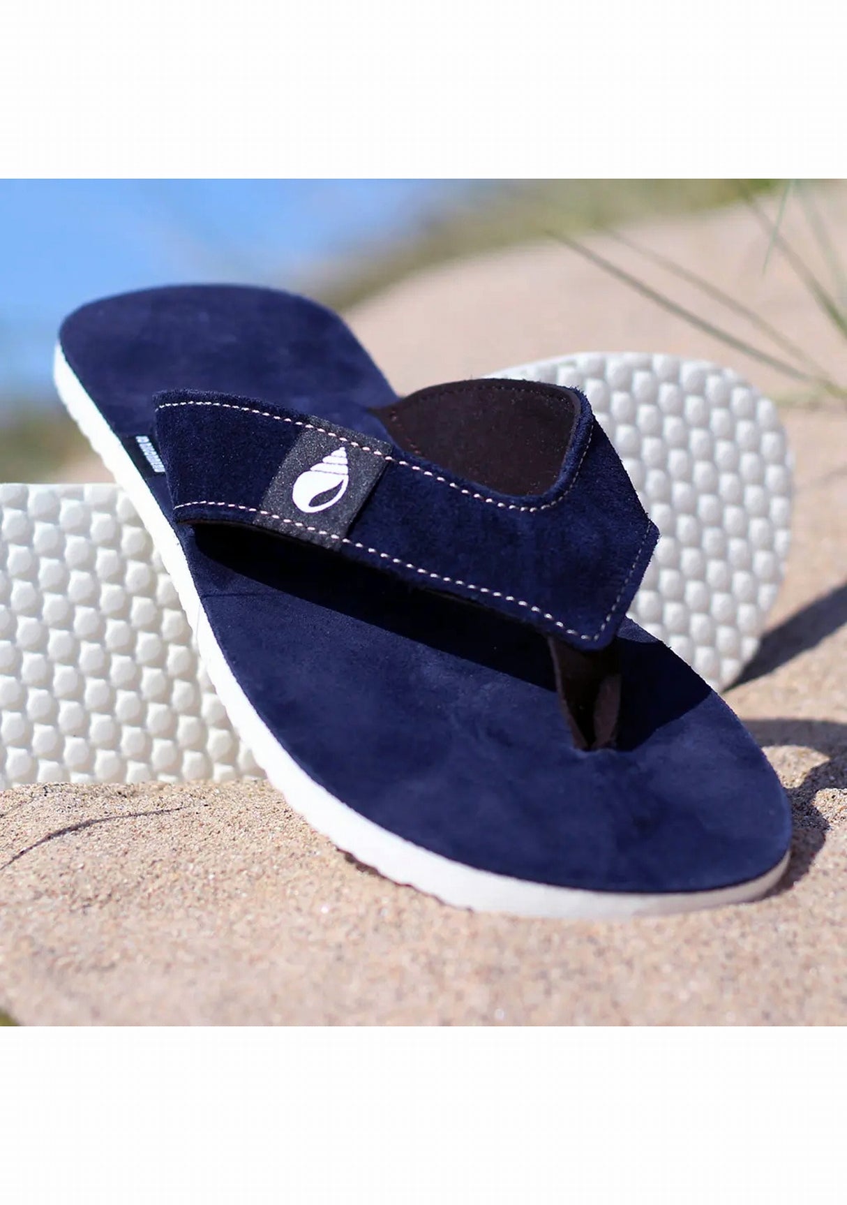 Tong cuir homme Vagatong - Ultra légère - Fabrication française - Jo Bigorneau MARINE