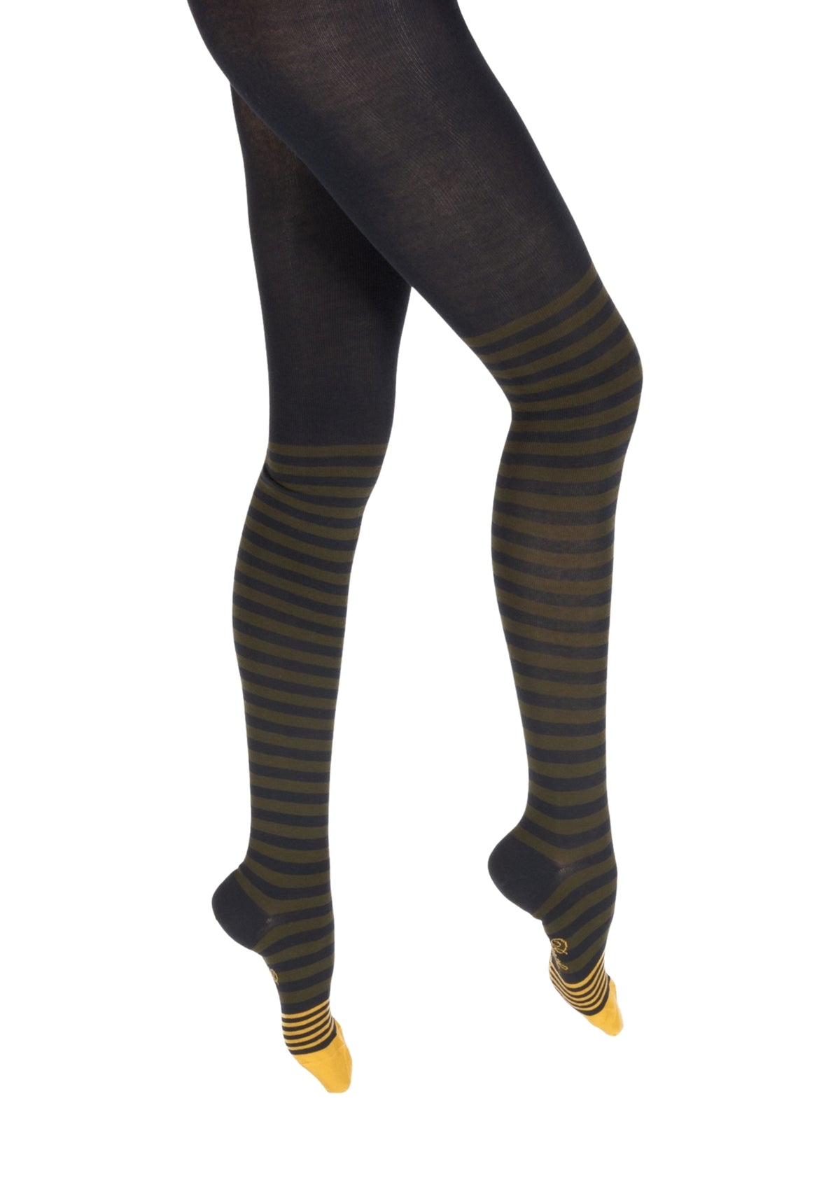 Collants coton femme Rayures Kaki - Berthe Aux Grands Pieds
