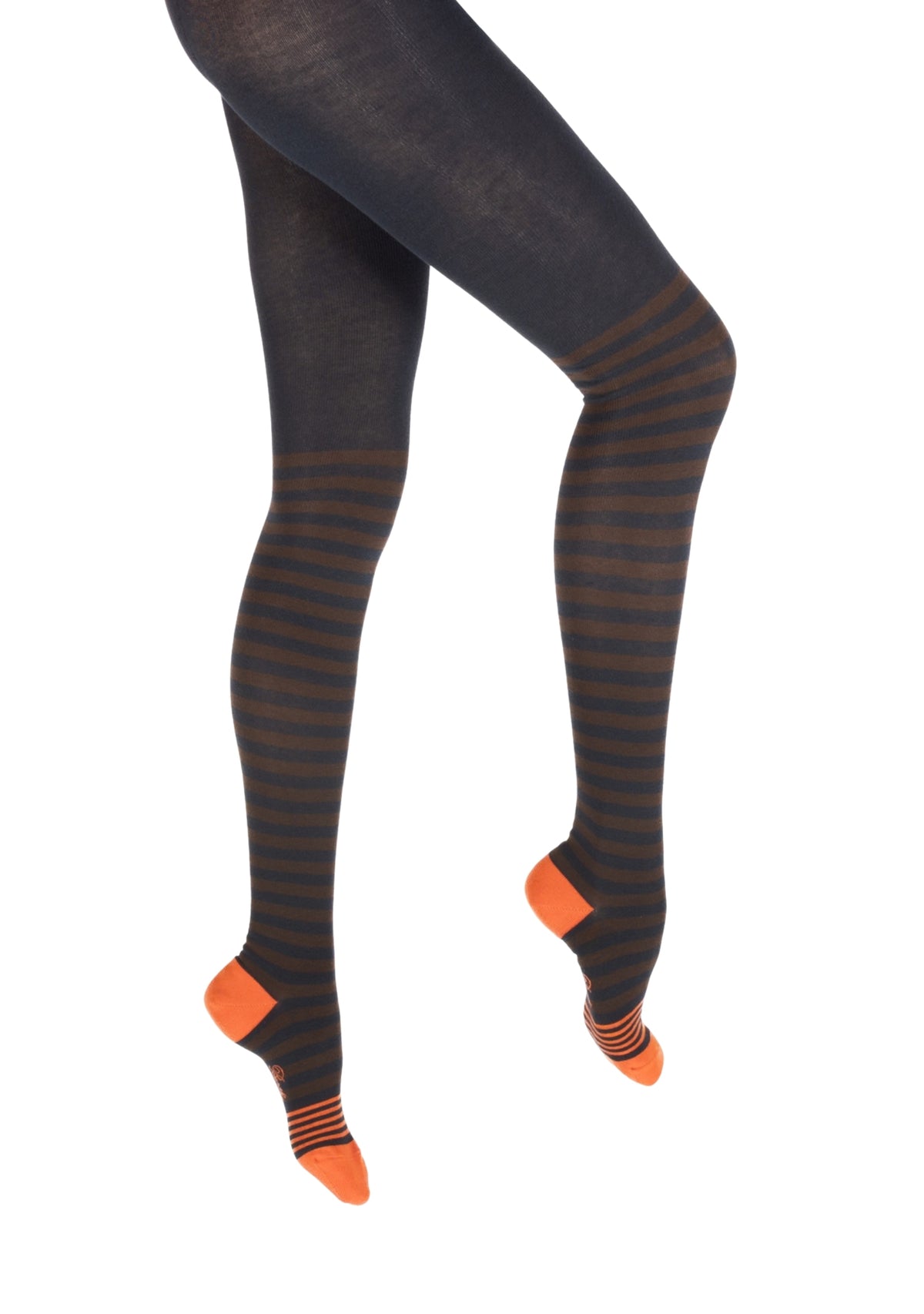 Collants coton femme Rayures Marron - Berthe Aux Grands Pieds