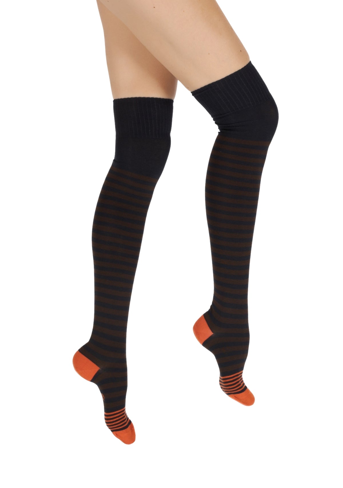 Jambières femme coton Berthe rayures marron