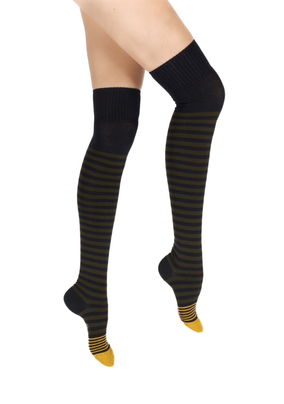 Jambières femme coton Berthe rayures kaki