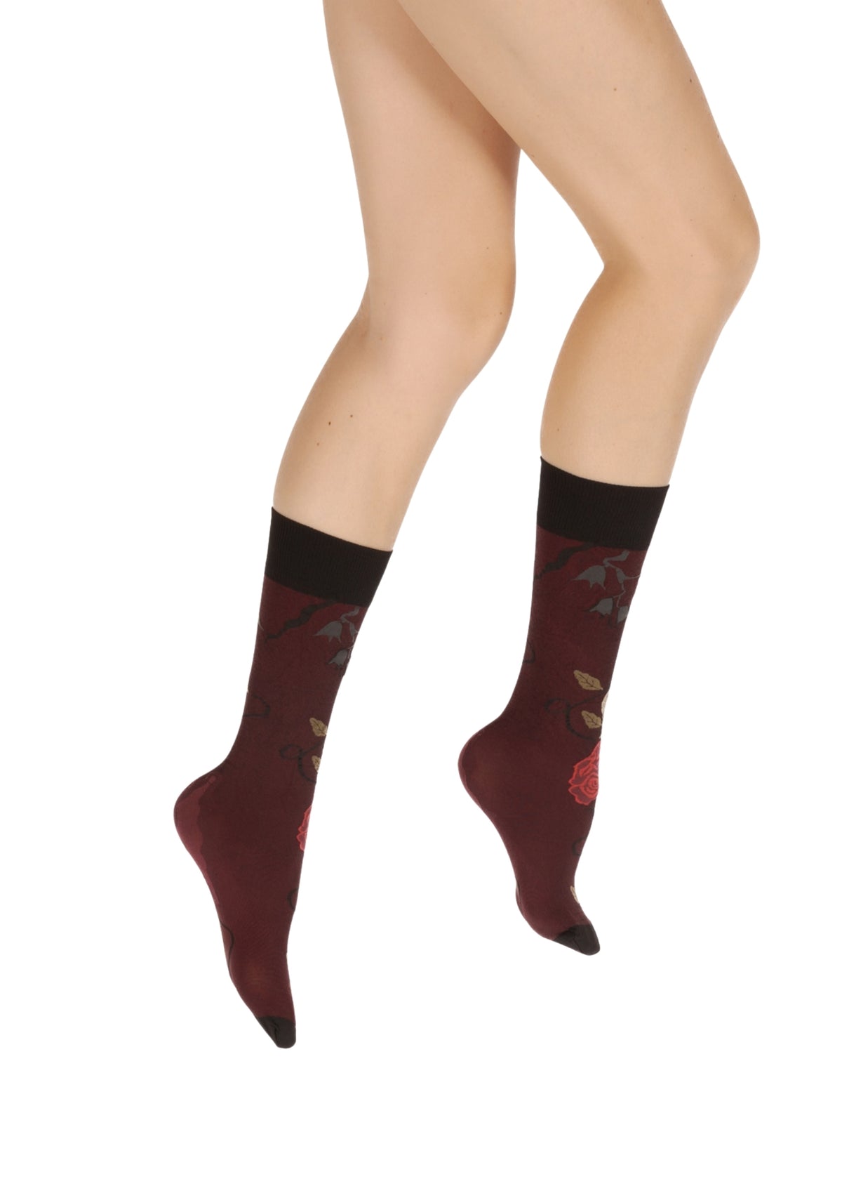 Mi-bas fins 40 deniers Berthe Rose Rouge
