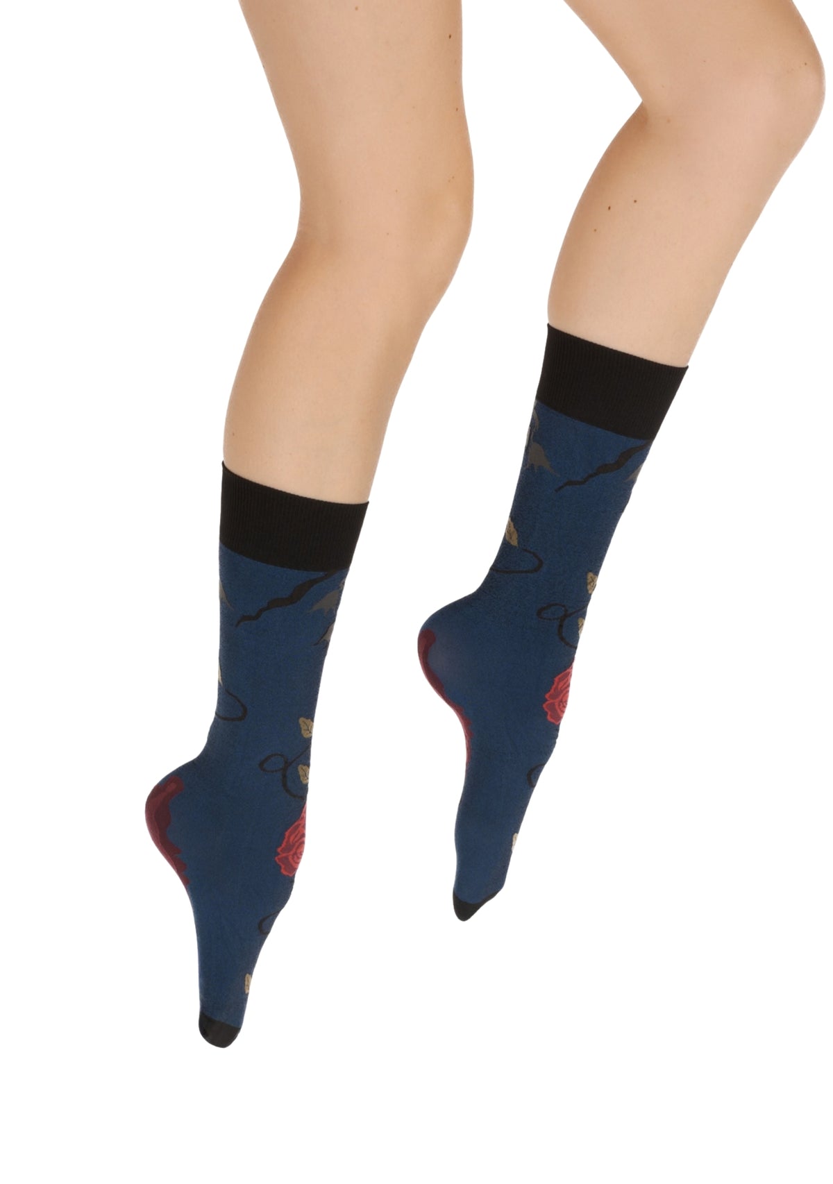 Mi-bas fins 40 deniers Berthe Rose Bleu royal