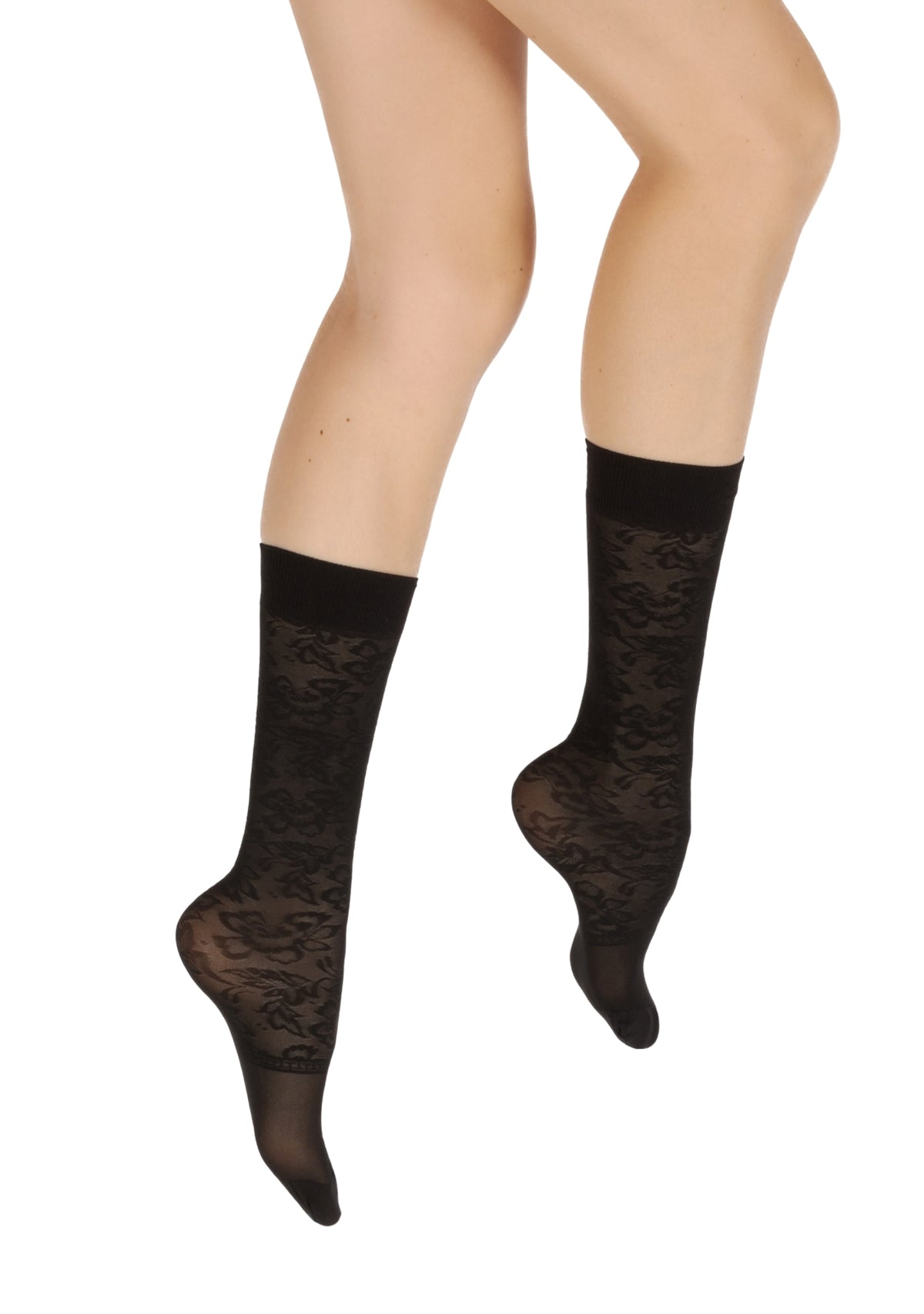 Mi-bas fins 40 deniers Berthe Dentelle Noir