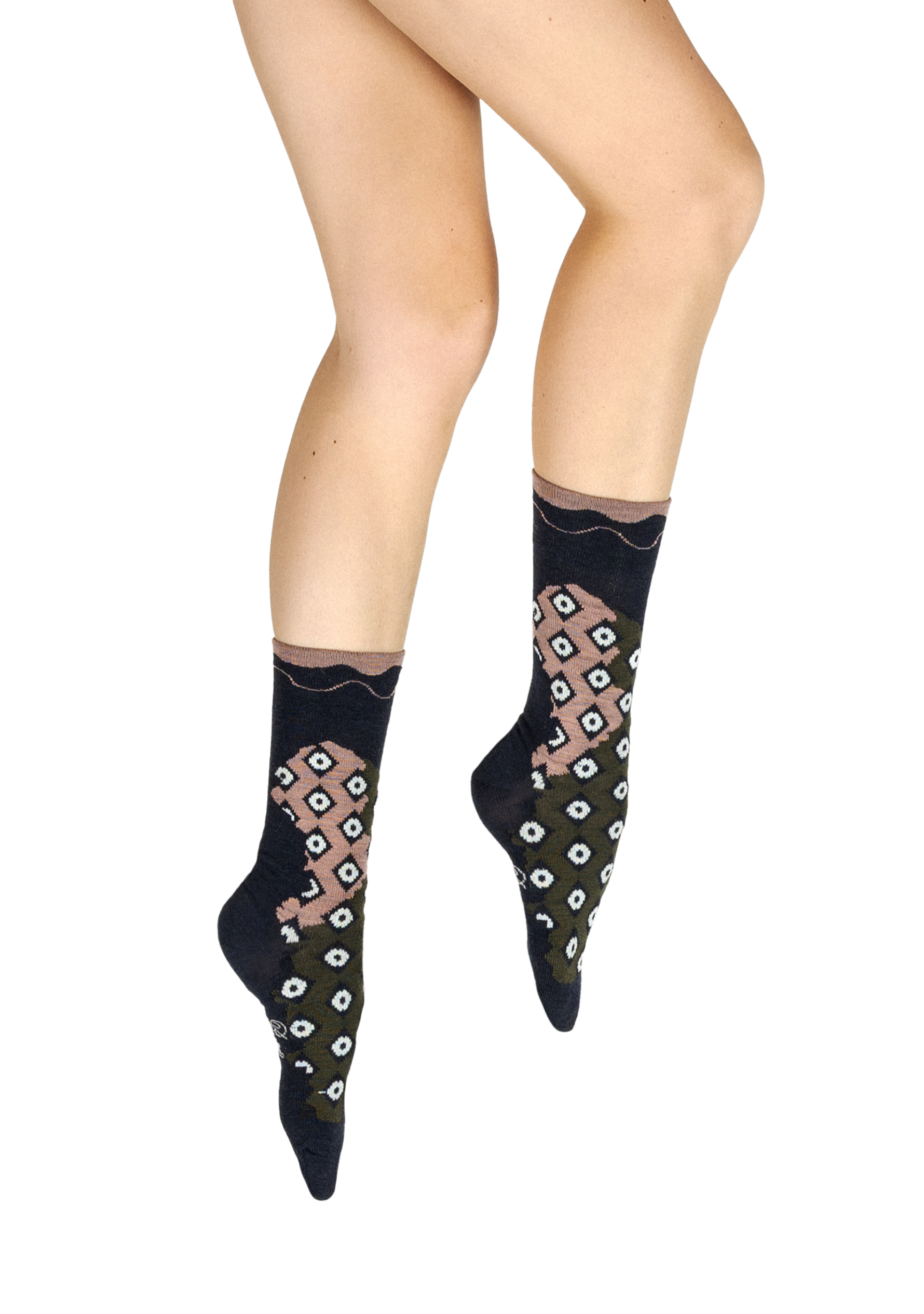 Chaussettes femme laine peignée Berthe Losanges