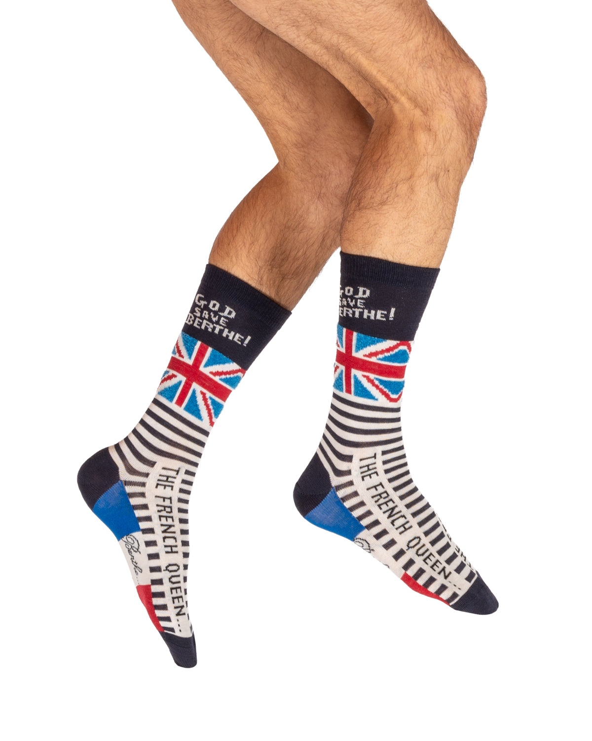 Chaussettes homme God Save Berthe en laine Marine/Ivoire