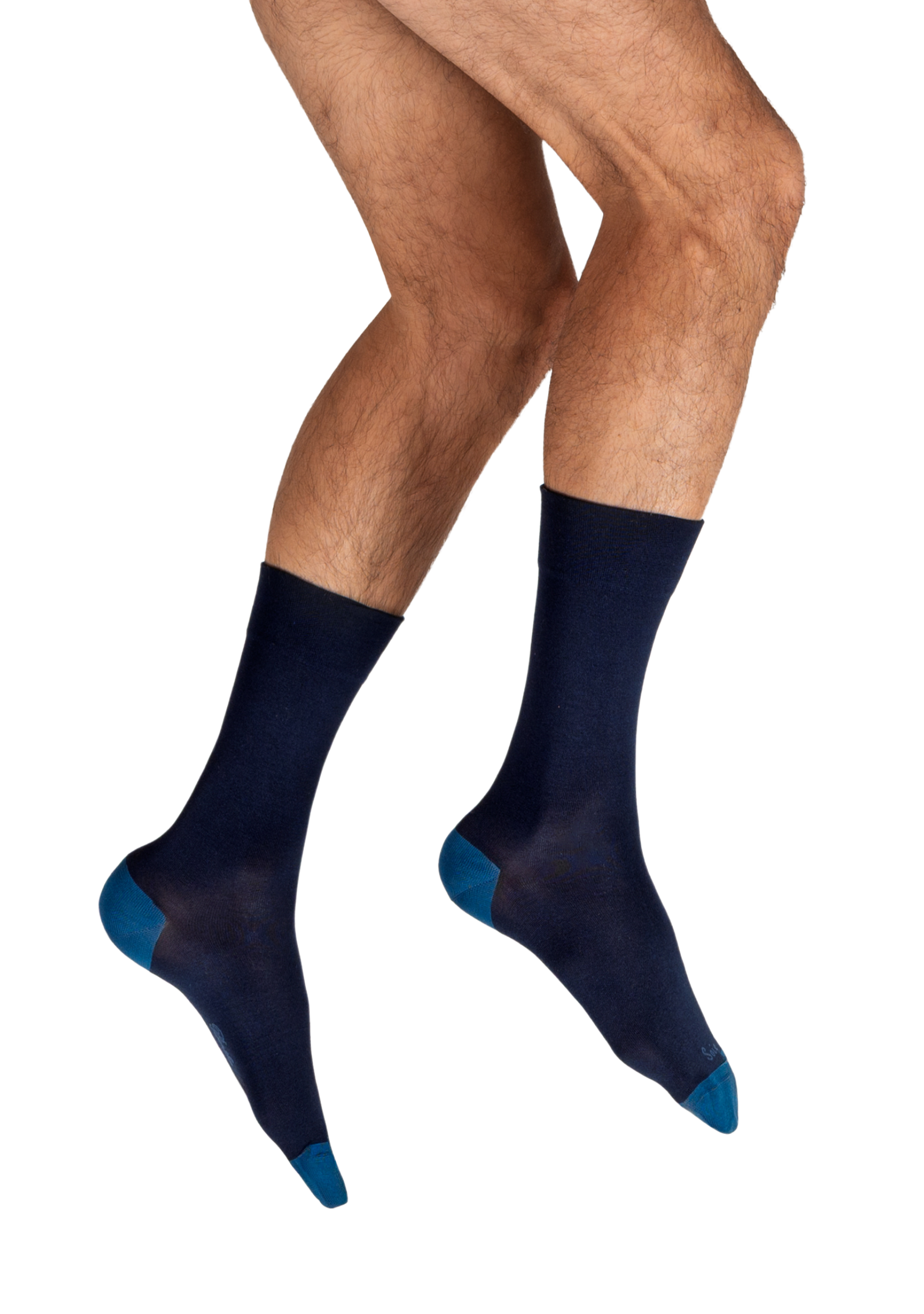 Chaussettes homme soie naturelle Berthe Marine/Bleu nuit