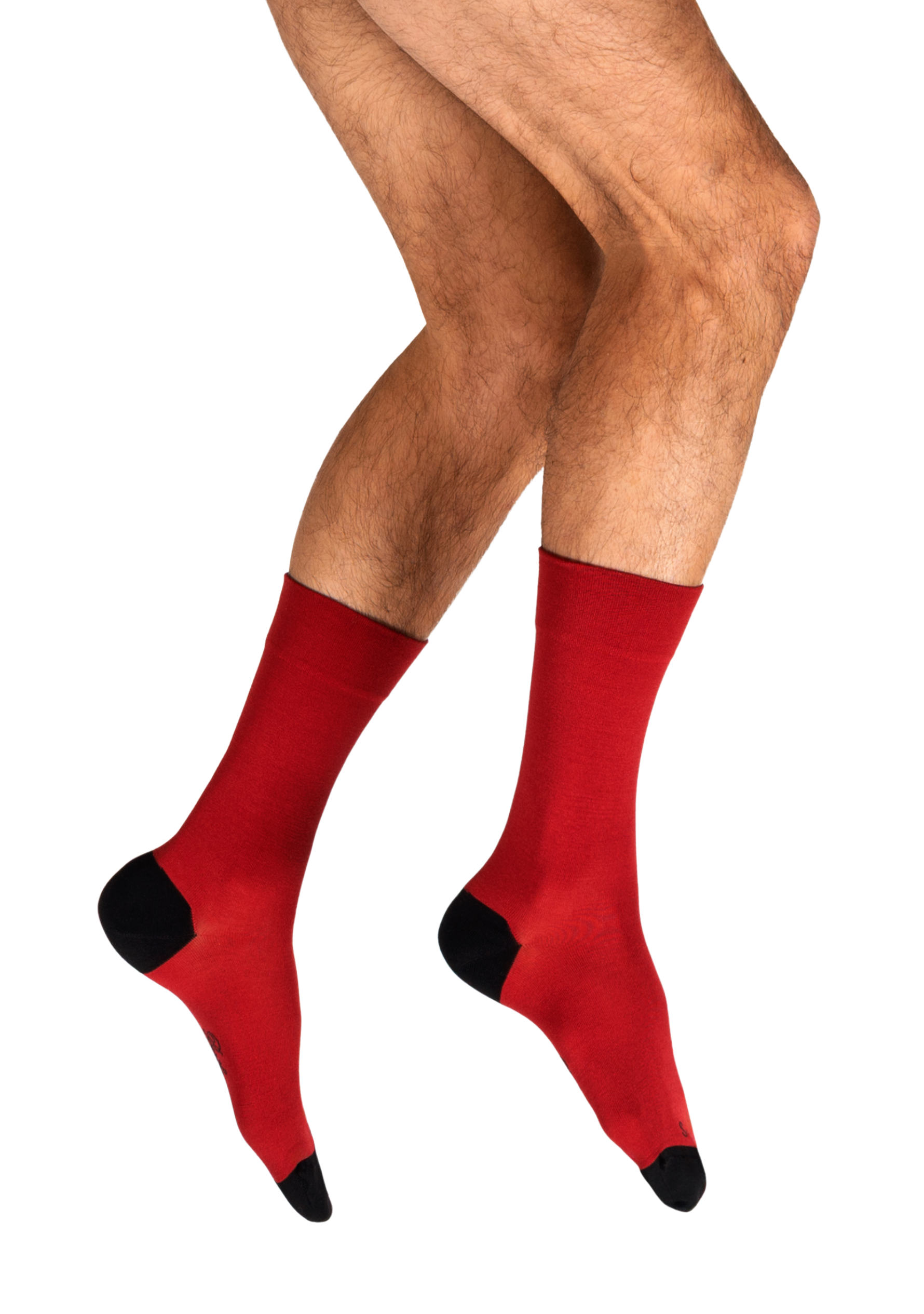 Chaussettes homme soie naturelle Berthe Rouge/Noir