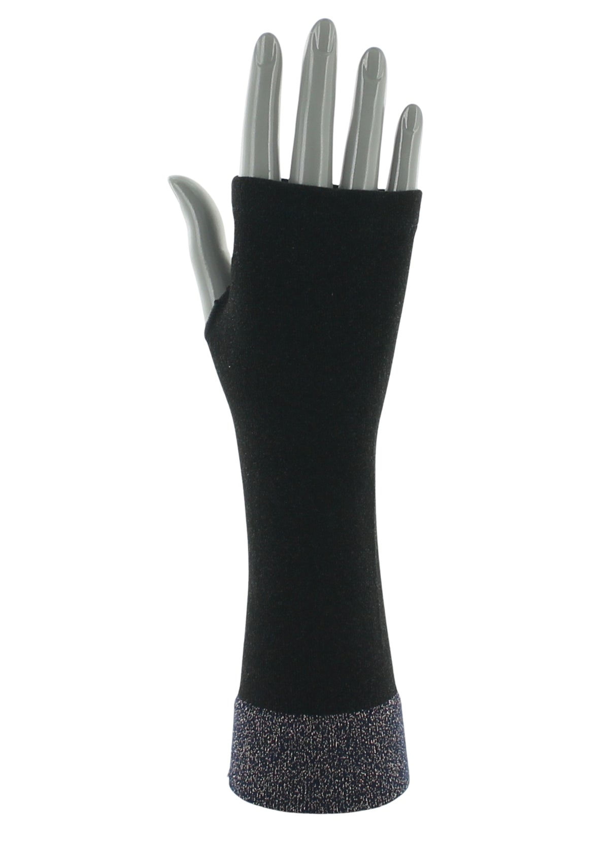 Mitaines femme en viscose et lurex Noir/Marine - Berthe Aux Grands Pieds