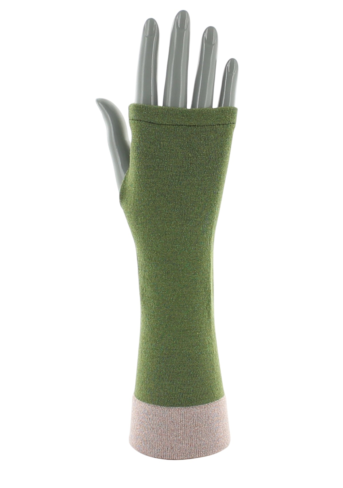 Mitaines femme en viscose et lurex Vert/Rose - Berthe Aux Grands Pieds