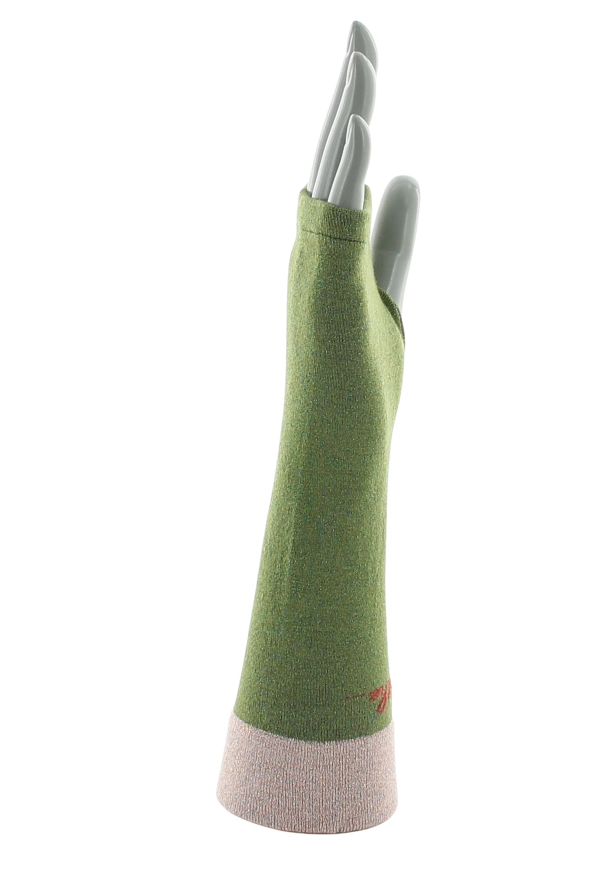 Mitaines femme en viscose et lurex Vert/Rose - Berthe Aux Grands Pieds