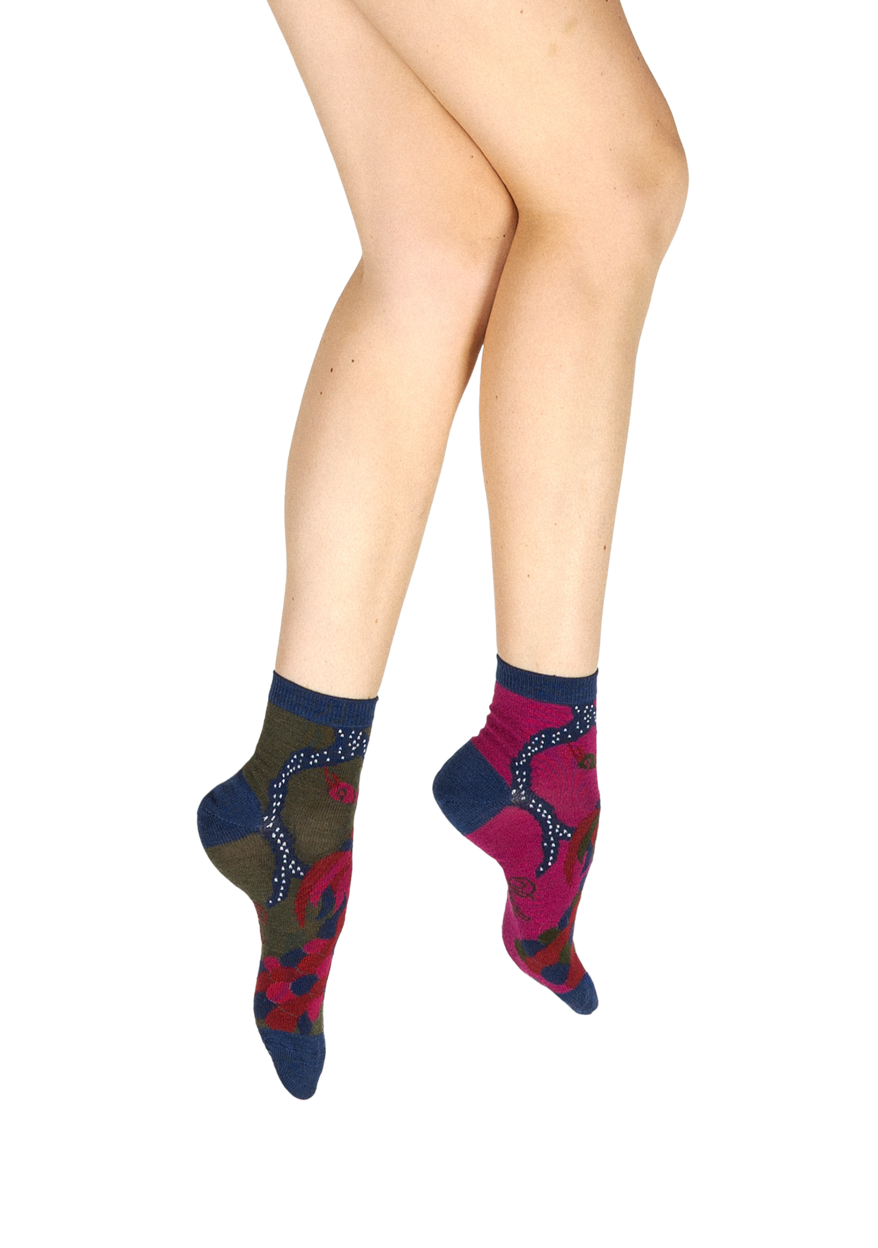 Chaussettes courtes femme laine peignée Berthe Le Paon