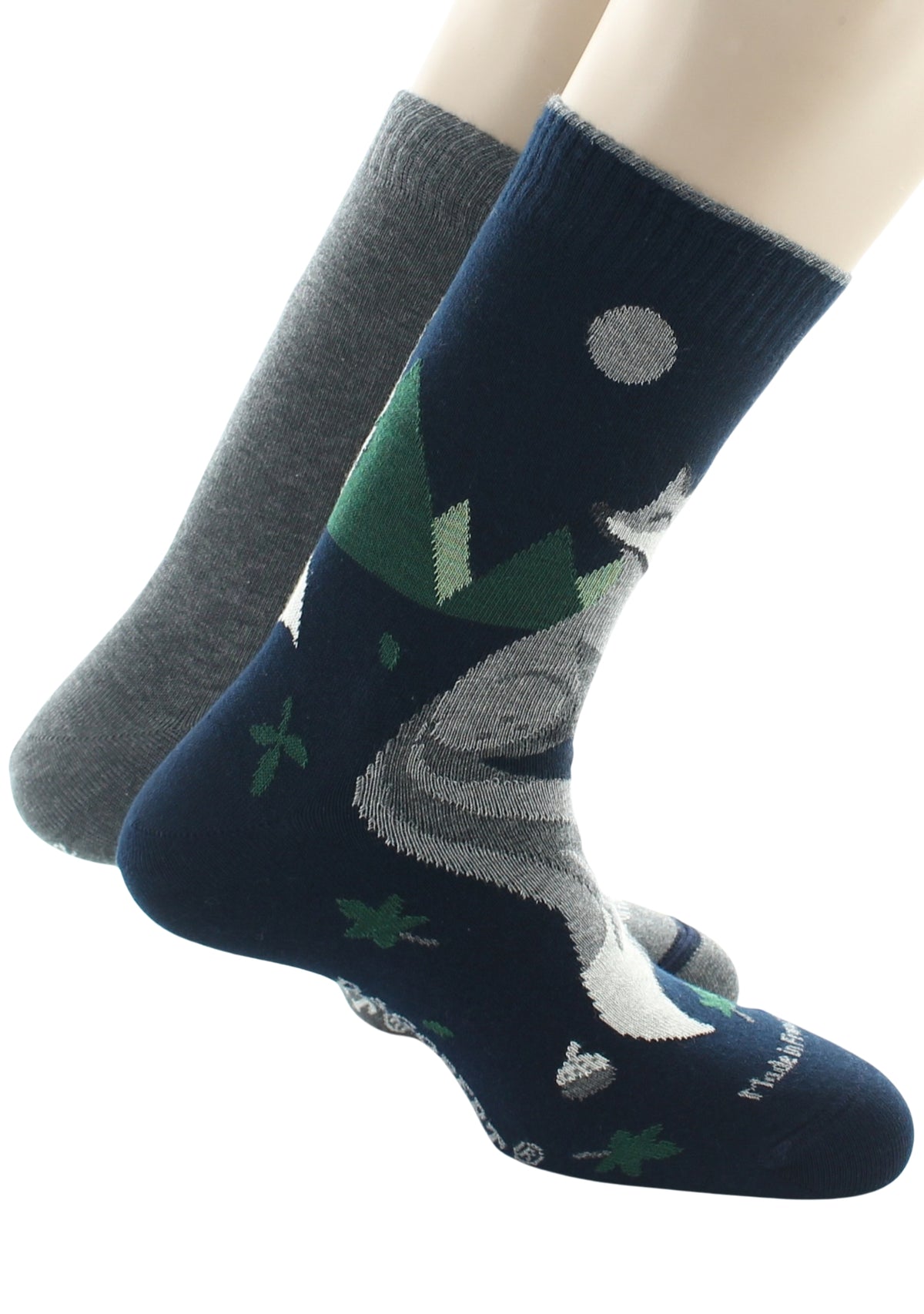 Chaussettes réversibles homme en coton Renard Marine/Gris