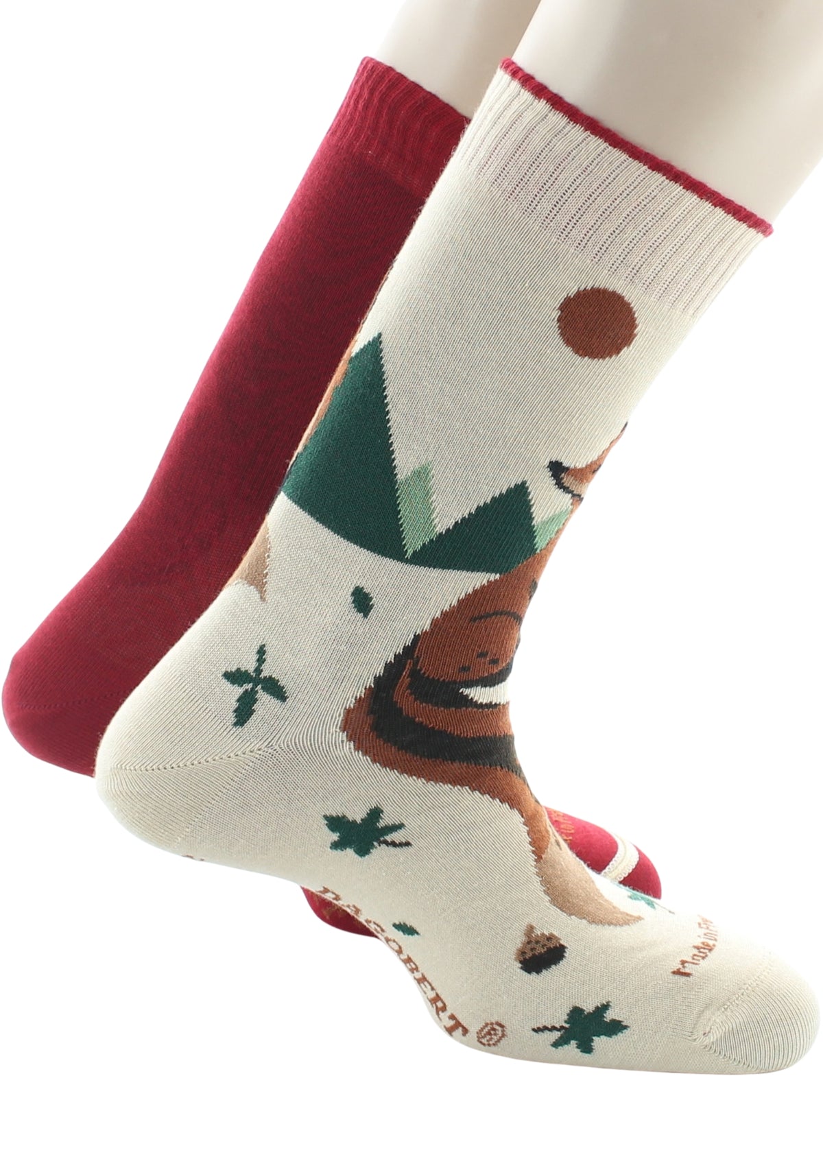 Chaussettes réversibles homme en coton Renard Beige/Rouge
