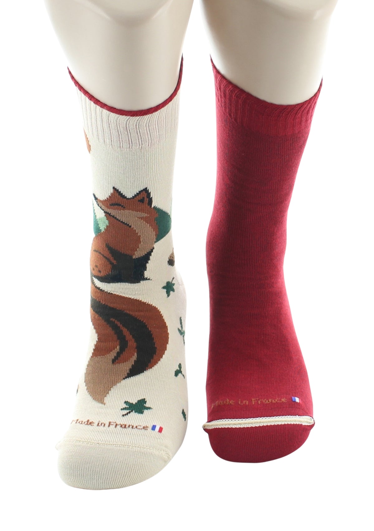 Chaussettes réversibles homme en coton Renard Beige/Rouge
