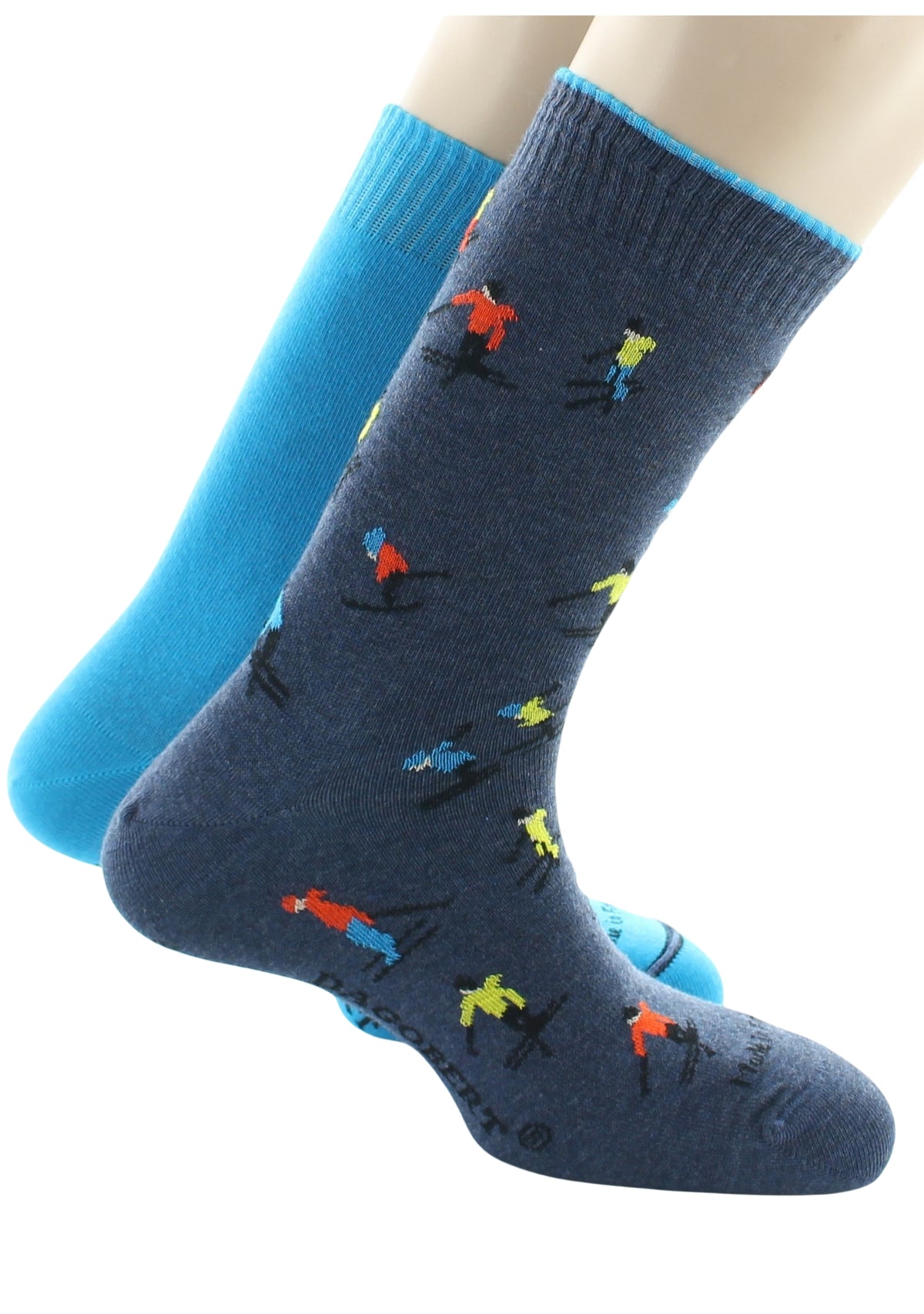 Chaussettes réversibles homme en coton Ski Bleu jean/Bleu vif